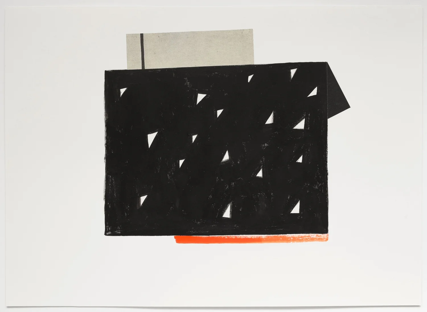 Untitled (no. 75), 2014, from the black box series, ink, collage on paper, 10 x 14”