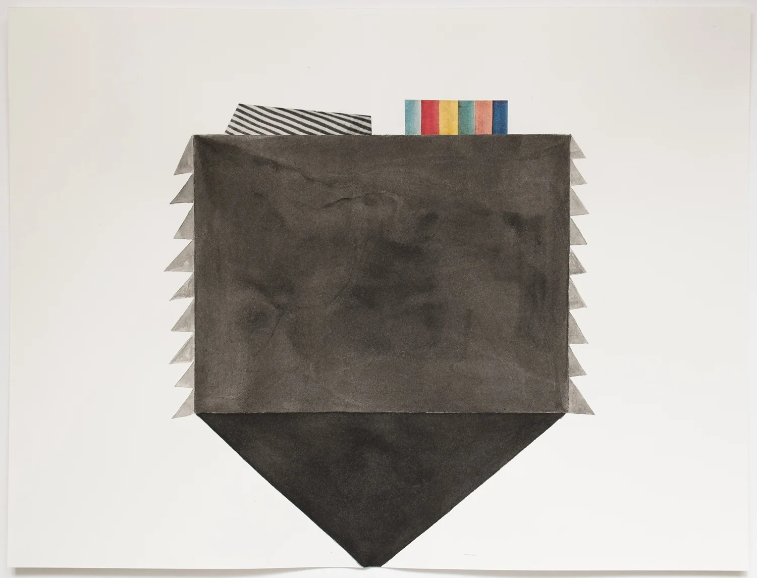 Untitled (no. 76), 2014, from the black box series, ink, collage on paper, 12 x 16”