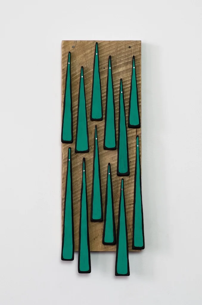 Untitled, 2013, wood, paint, nails, 5 ¾ x 1 ¾ x 17” 