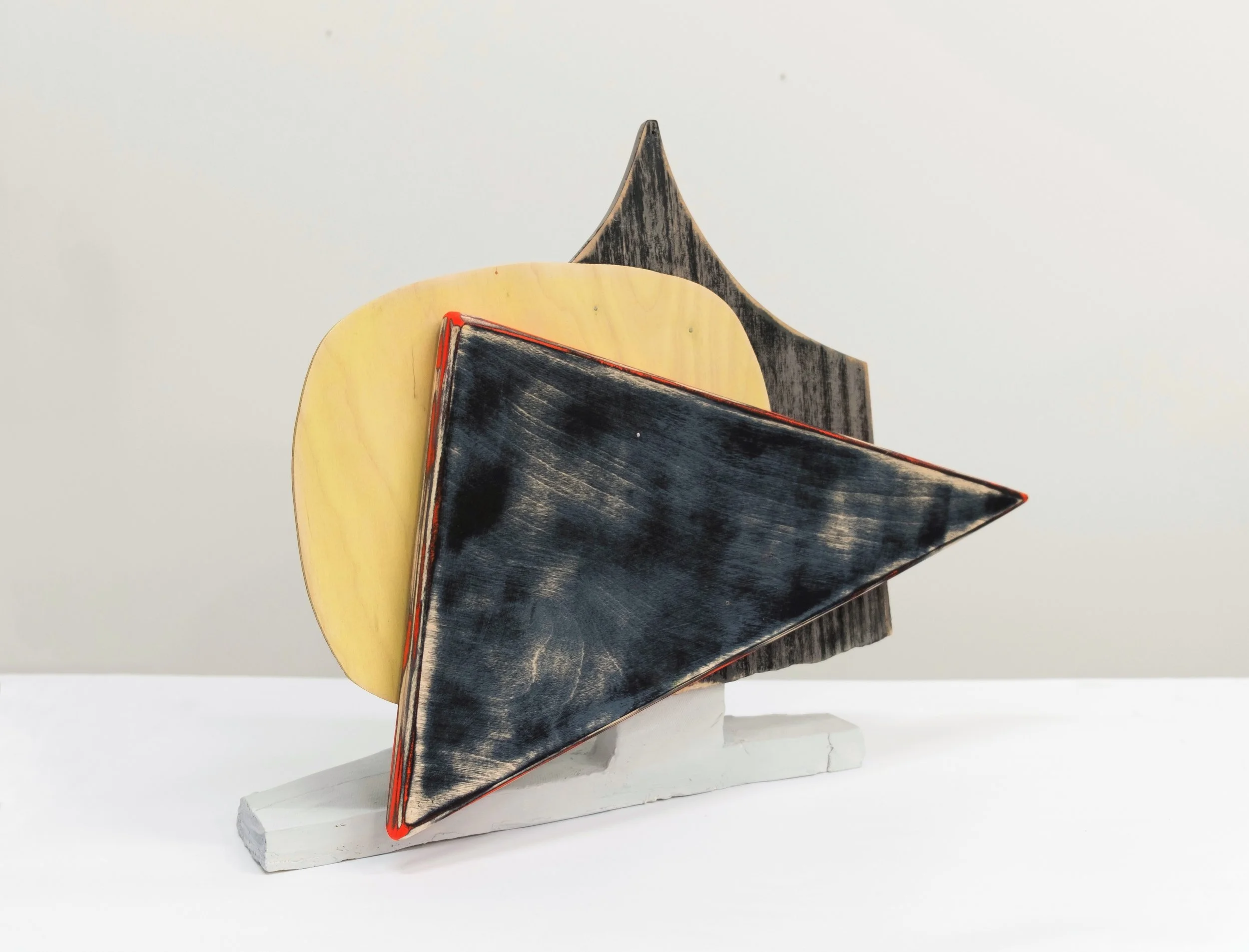 Untitled, 2016, fired clay, wood, paint, screws, 17-1/2 x 4 x 13-3/4”