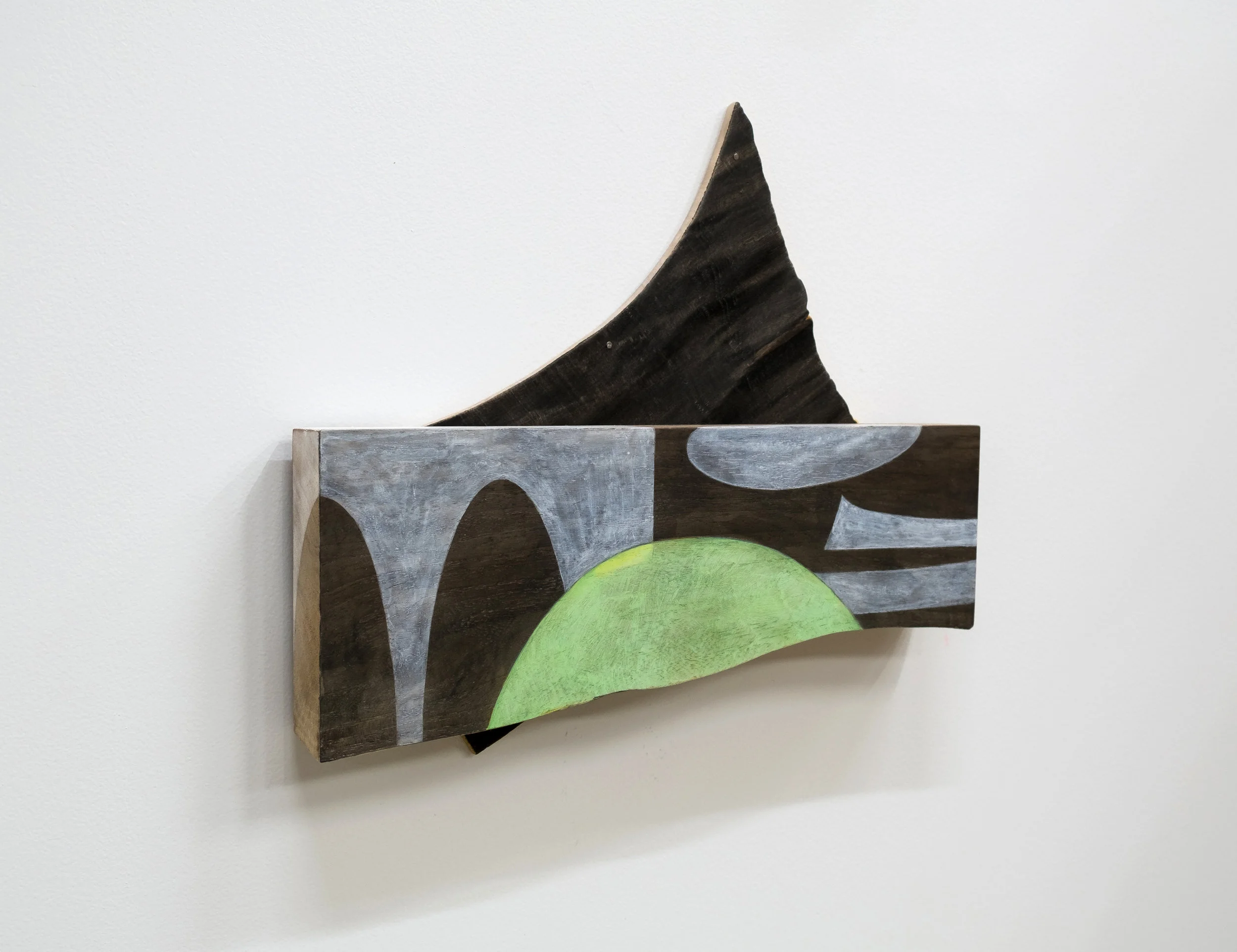 Untitled, 2018, wood, paint, ink, nails, screws, 14 x 13-1/2 x 1-3/4”