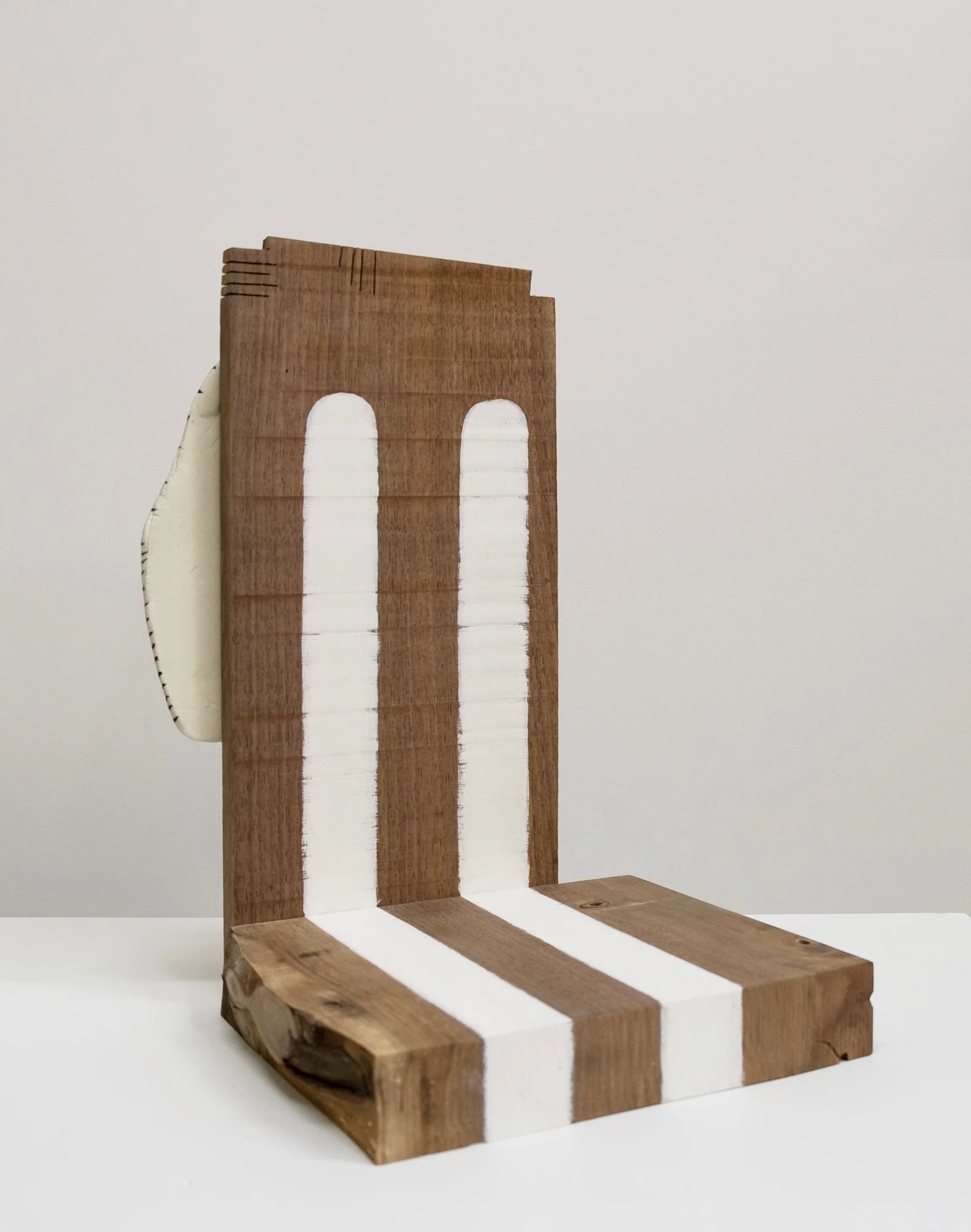 Untitled, 2018, wood, porcelain, paint, ink, screws, 8-1/2 x 10-1/2 x 14-1/2”