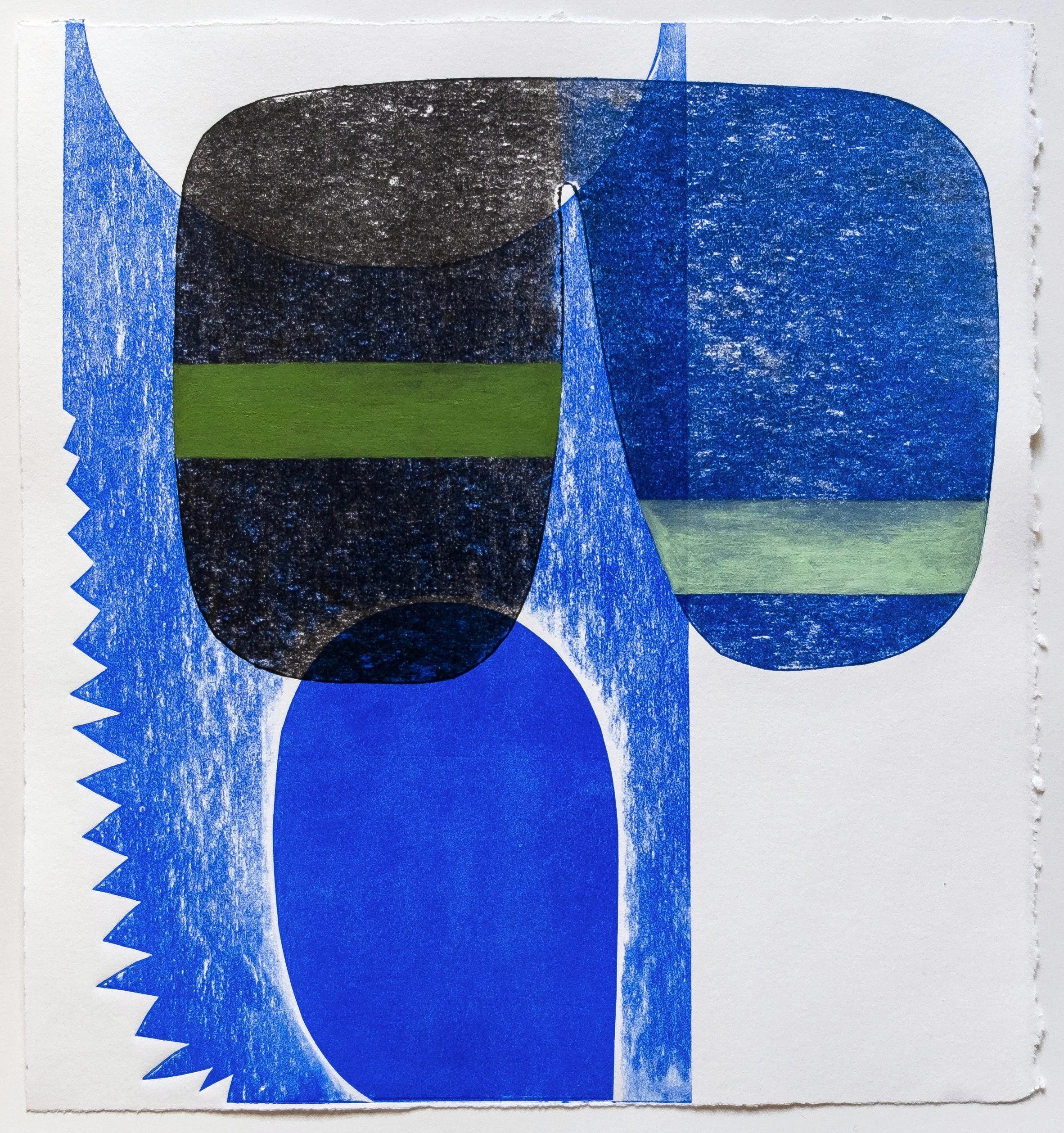 Untitled (no. 5), 2018, collagraph with gouache, from a series of 8 collagraphs, 11-1/4 x 12”