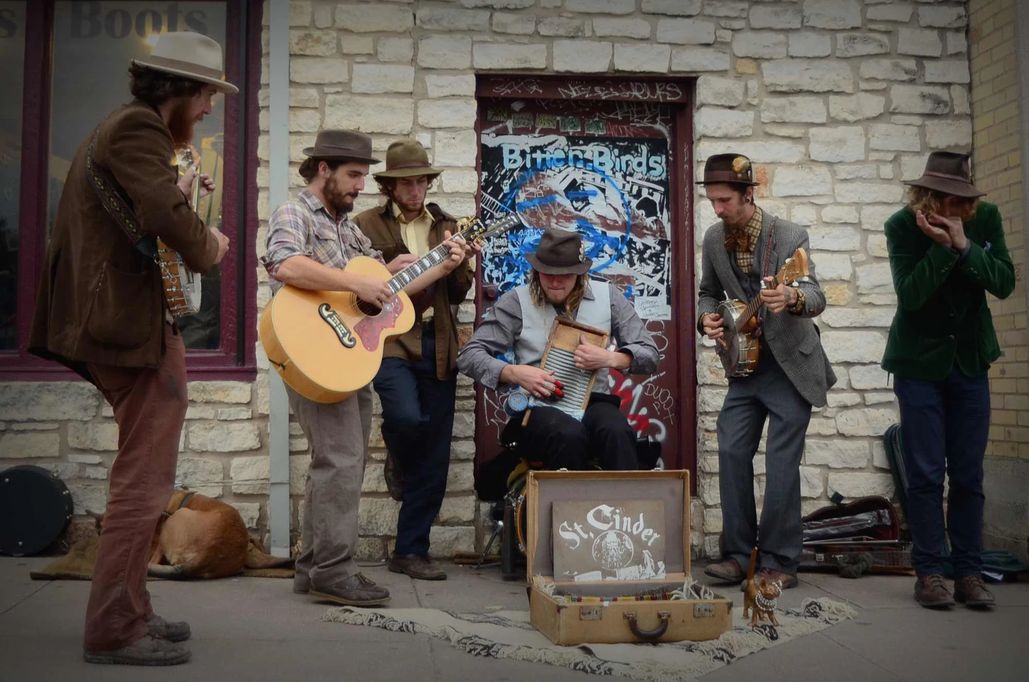 Saint Cinder busking on South Congress Street