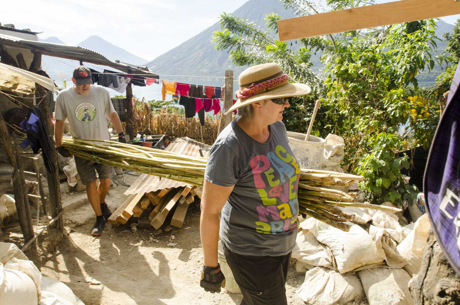 Our friends Jim and Rhonda volunteering helping build a local's house