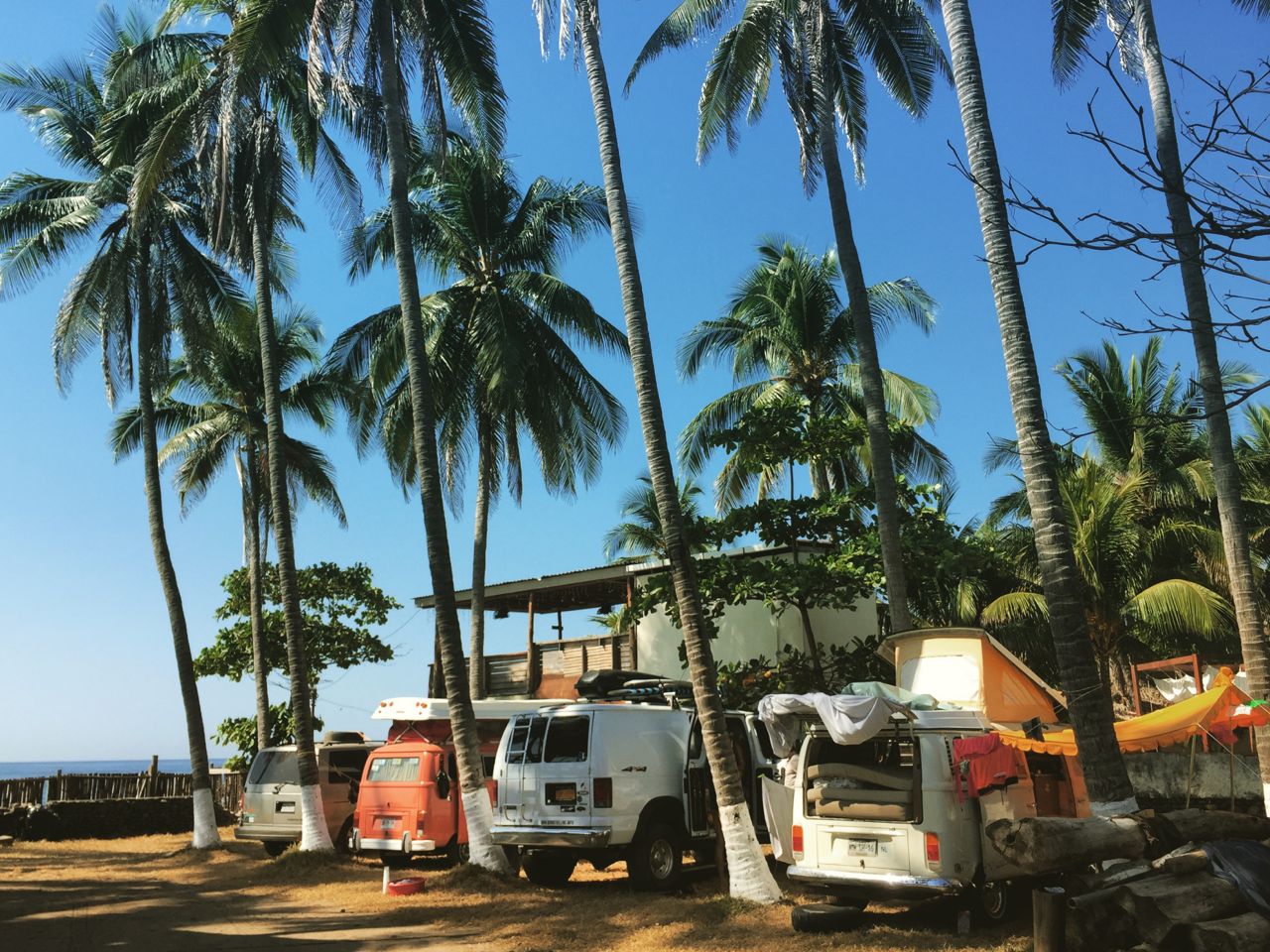 Our camping spot by the beach in El Tunco