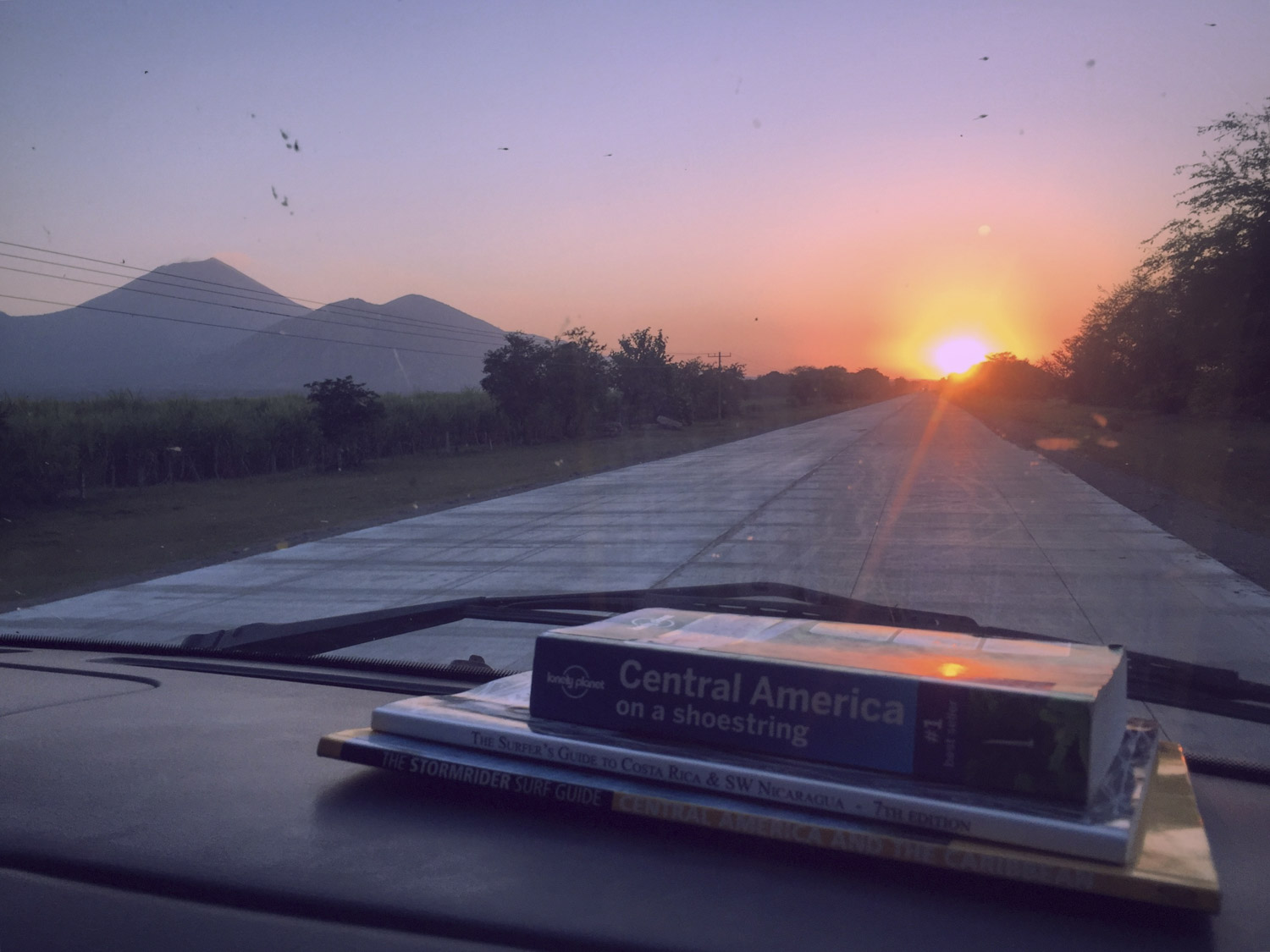 First sunset in Nicaragua as we head South on the highway