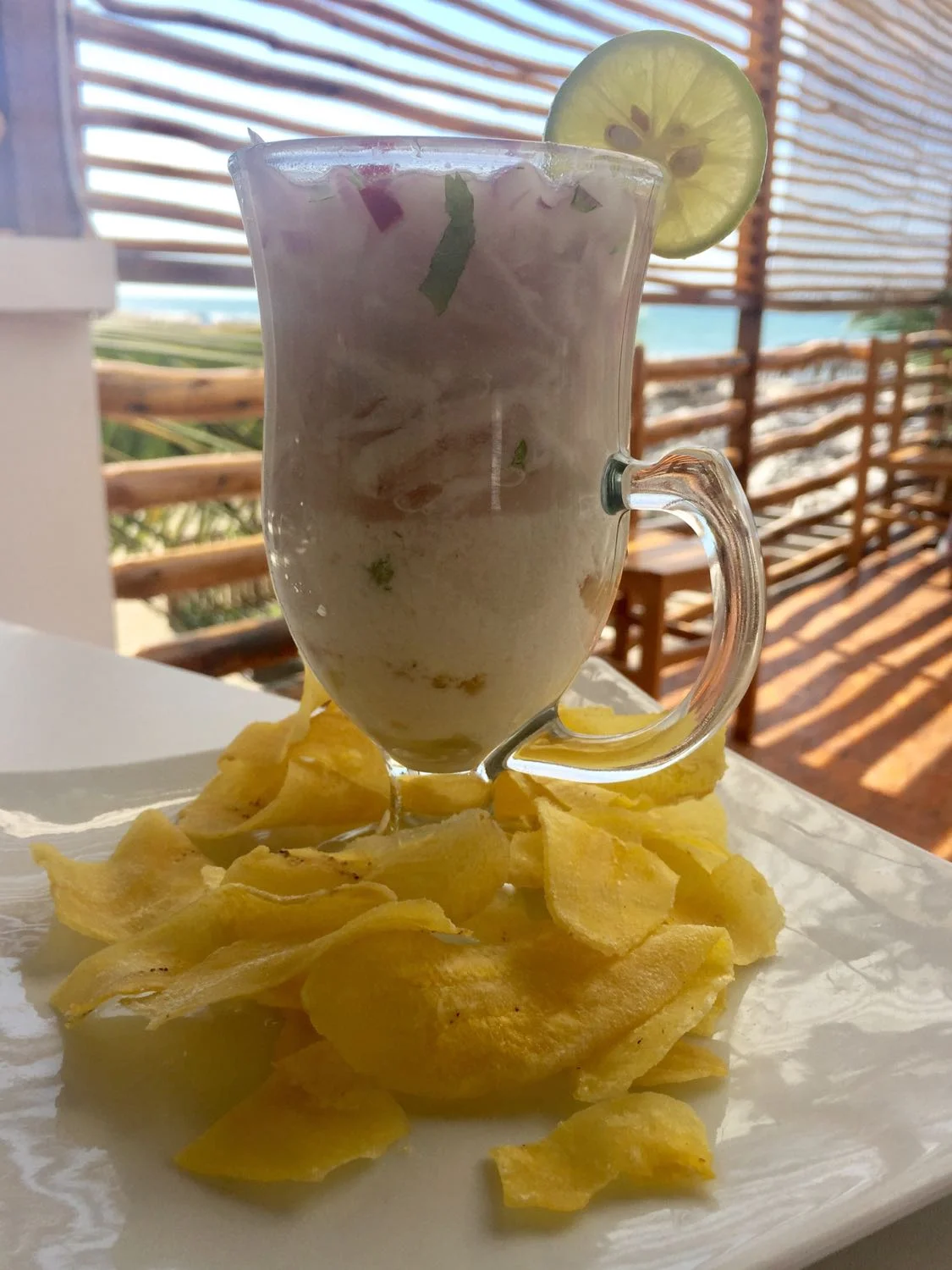 Ceviche in a cup, better known as Lech de Tigr