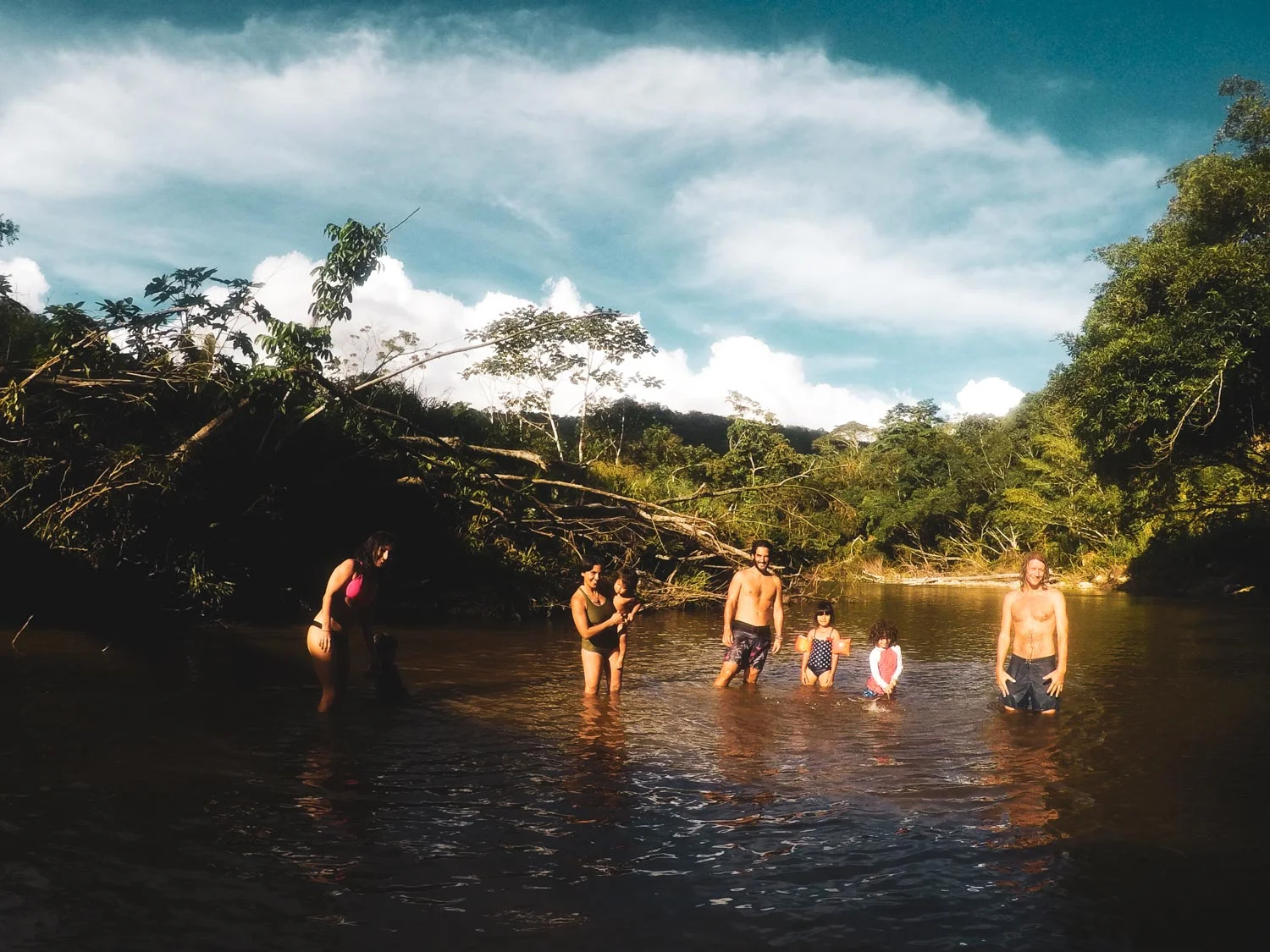 Spending time with friends in the river, Chirapa Manta