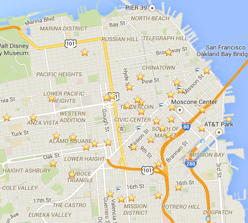 Star your top spots to get an idea of where to live.