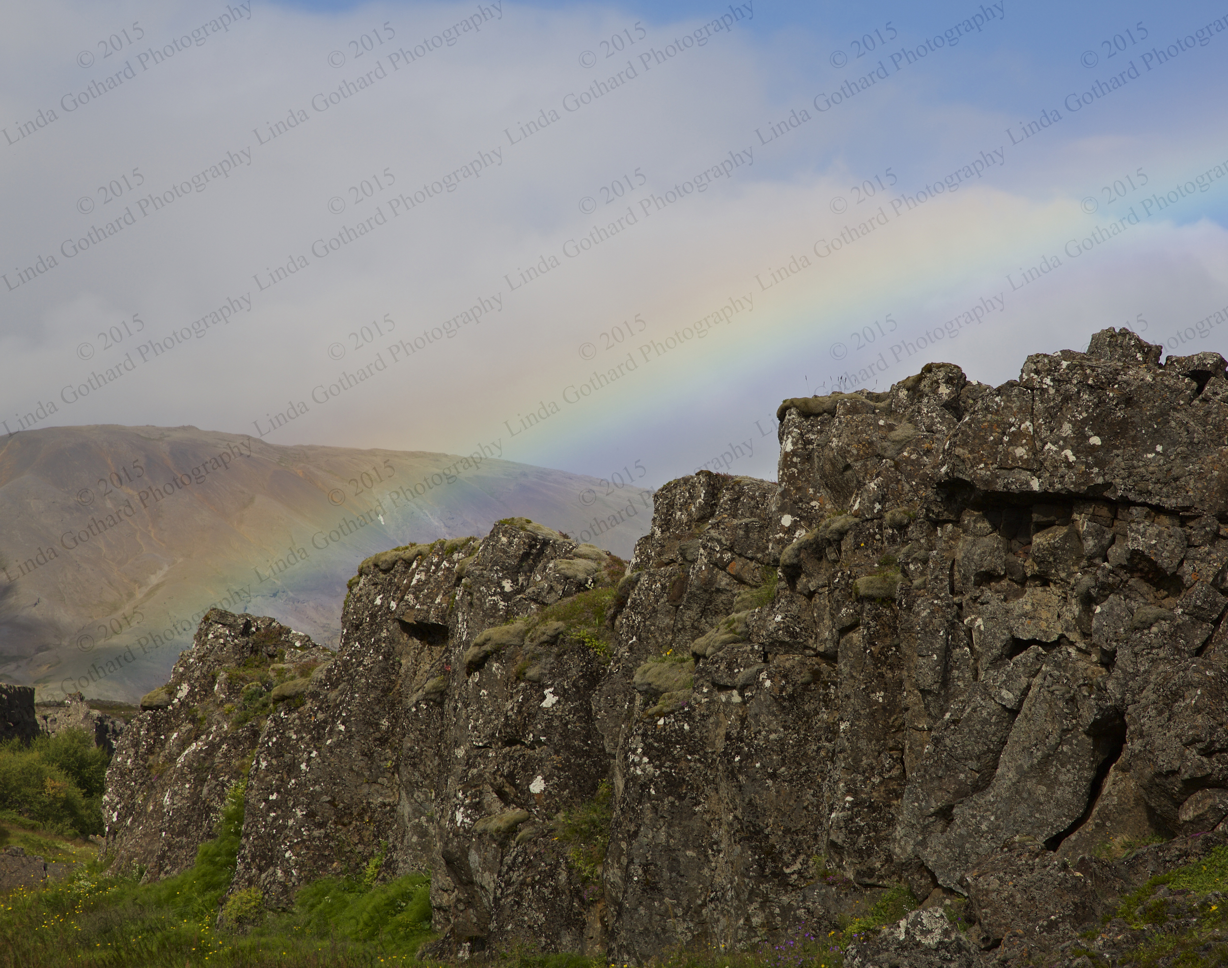 Rainbow over Pingvellir Rift, Iceland