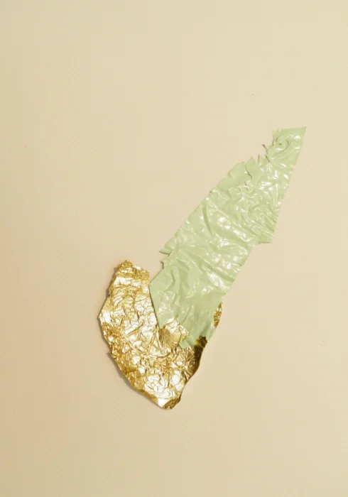 fell for each other scraped paint and used candy wrapper