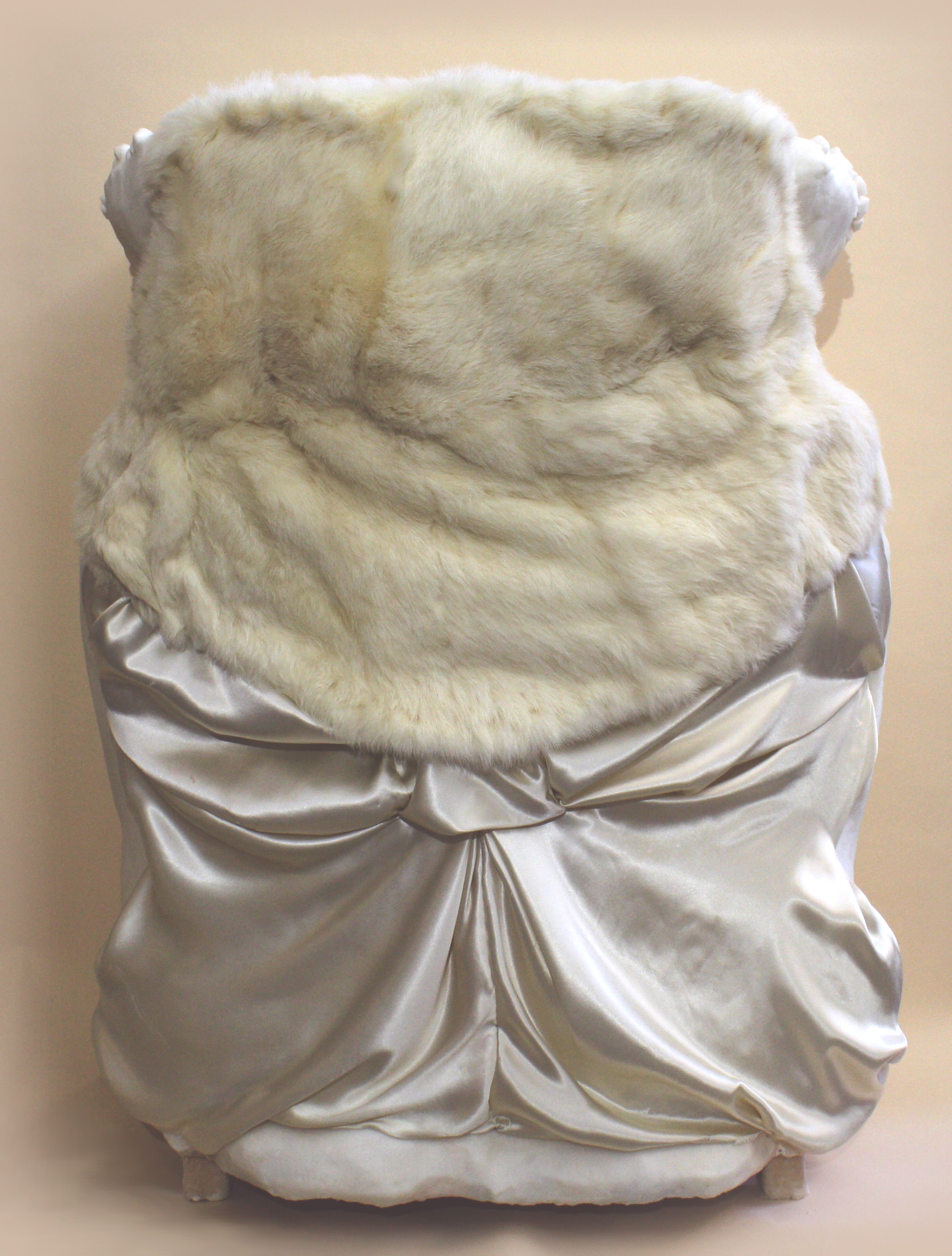 Icon #7 Pre-owned White Rabbit Fur, Vintage Satin and Sugar 37''x26''x30''
