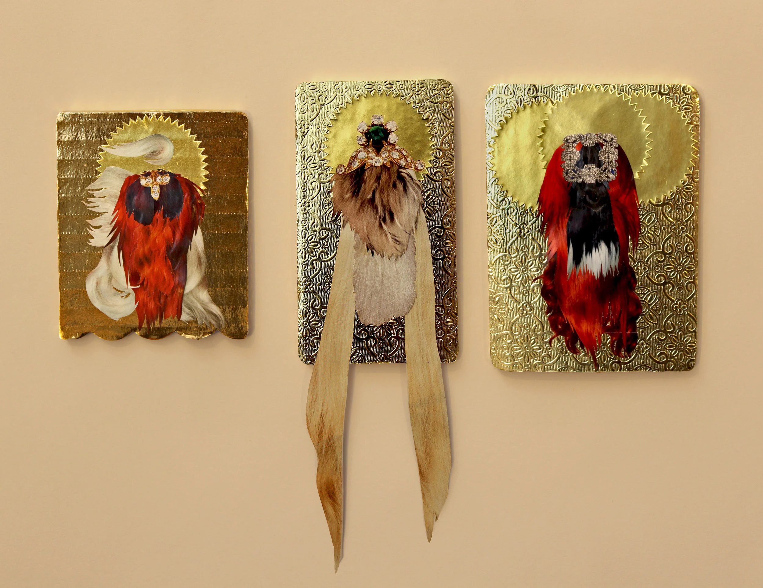 Icons #11, #12 and #13 Clippings from Harper's Bazaar and Vogue Magazines on Used Cake Tray, Stickers 14"x8" 2015