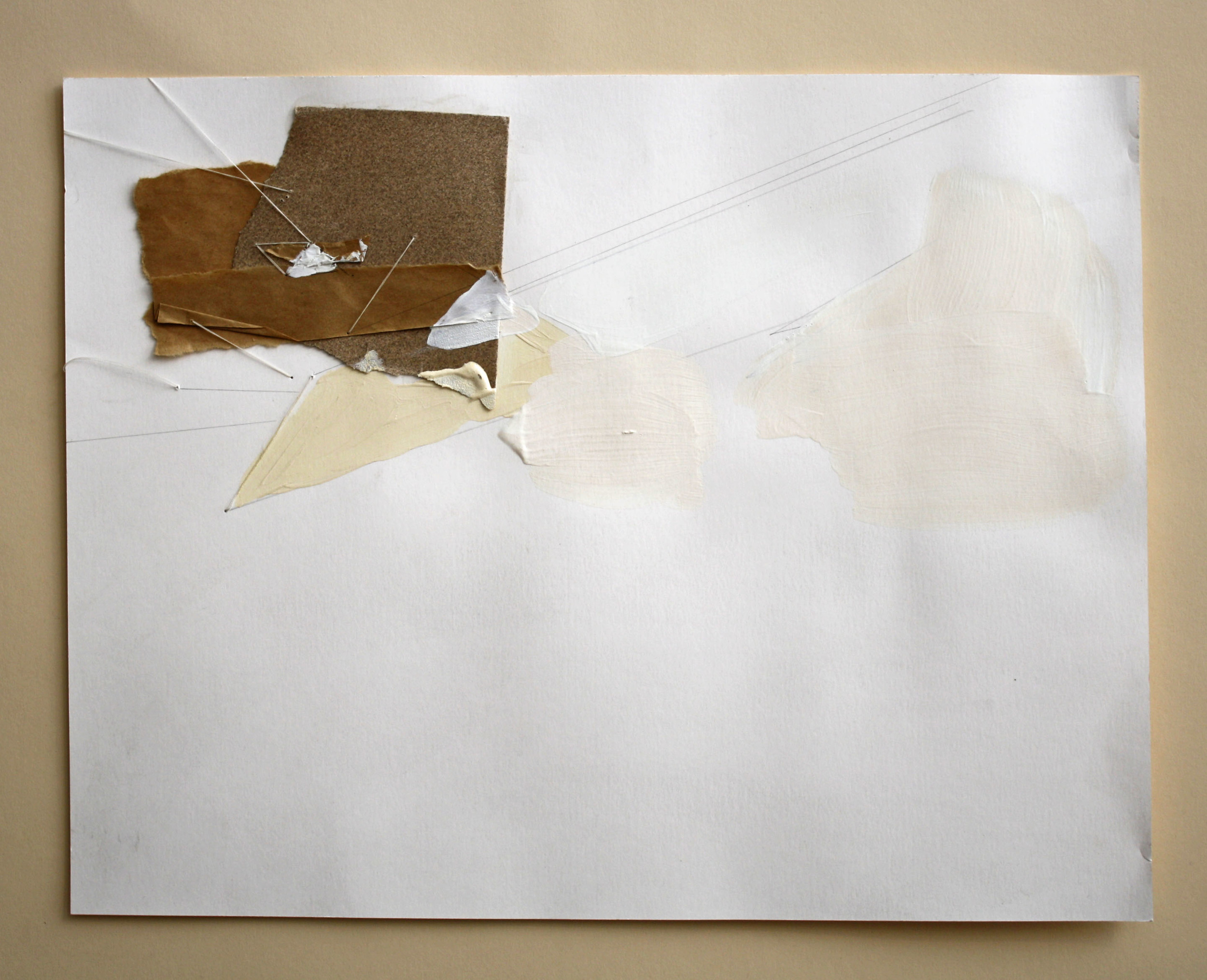 Works With Paper #6 Sewing Thread, Sand Paper, Butcher Paper, House Paint and Primer on Bristol Board 8" x 11" 2011-12 