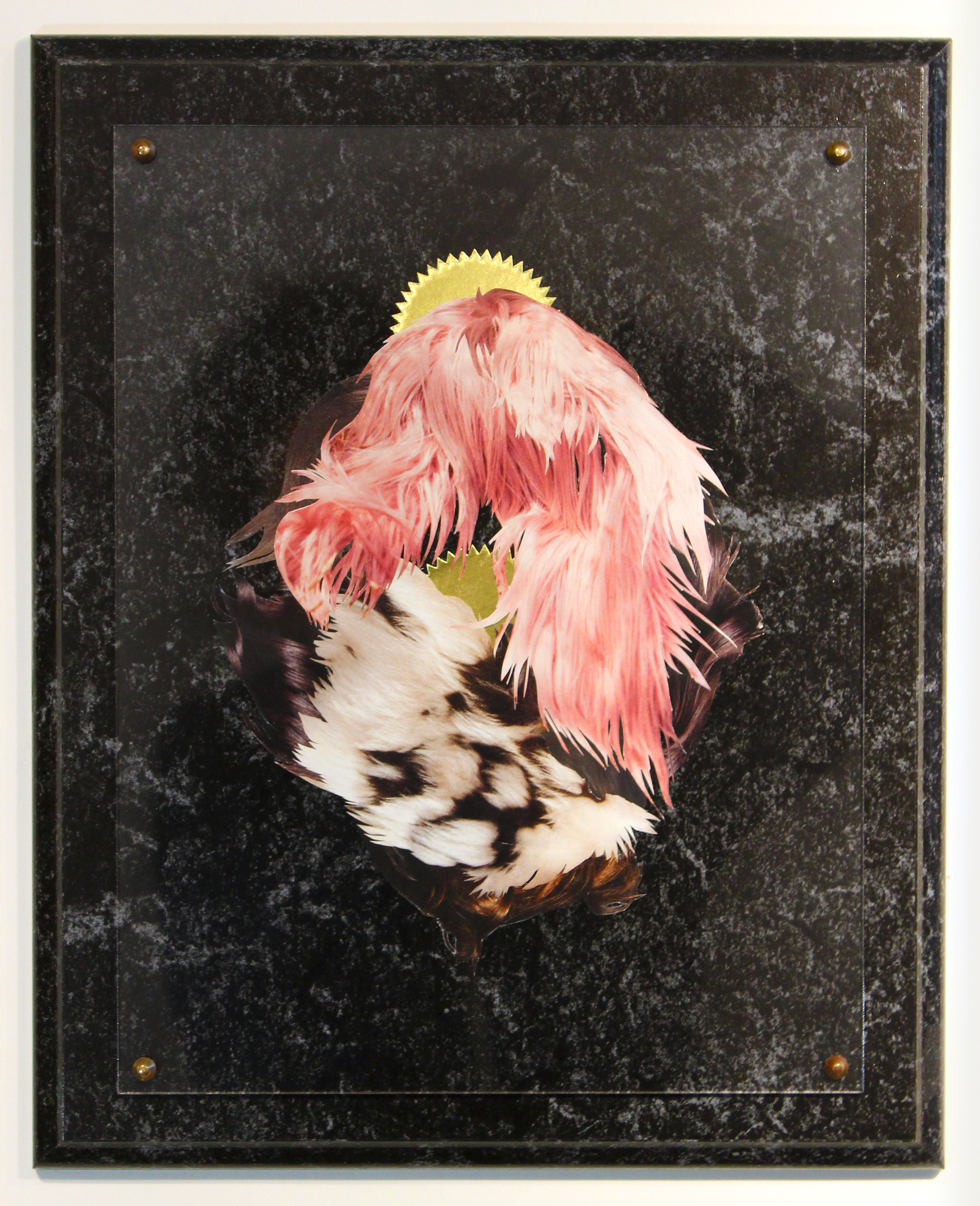How My Garden Grows #1 2016 clipping from Harper's Bazaar & Vogue on reclaimed faux marble 13 in. x 11 in.