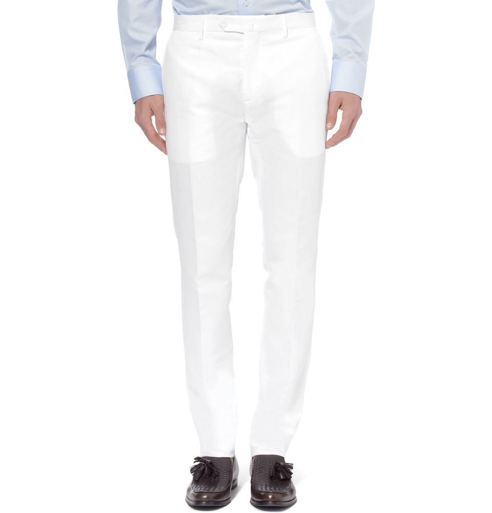 Tapered Cotton/Linen Blend Trousers by Hackett