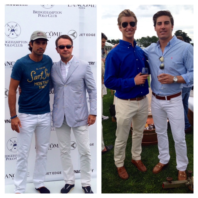 On the left, polo star Nacho Figueras looks effortlessly cool in white denim and tee.&nbsp;