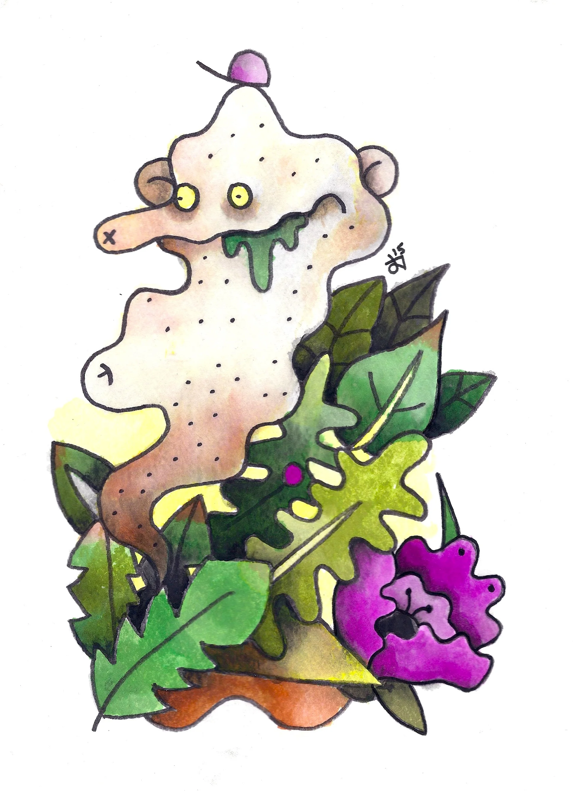 watercolor and marker on paper