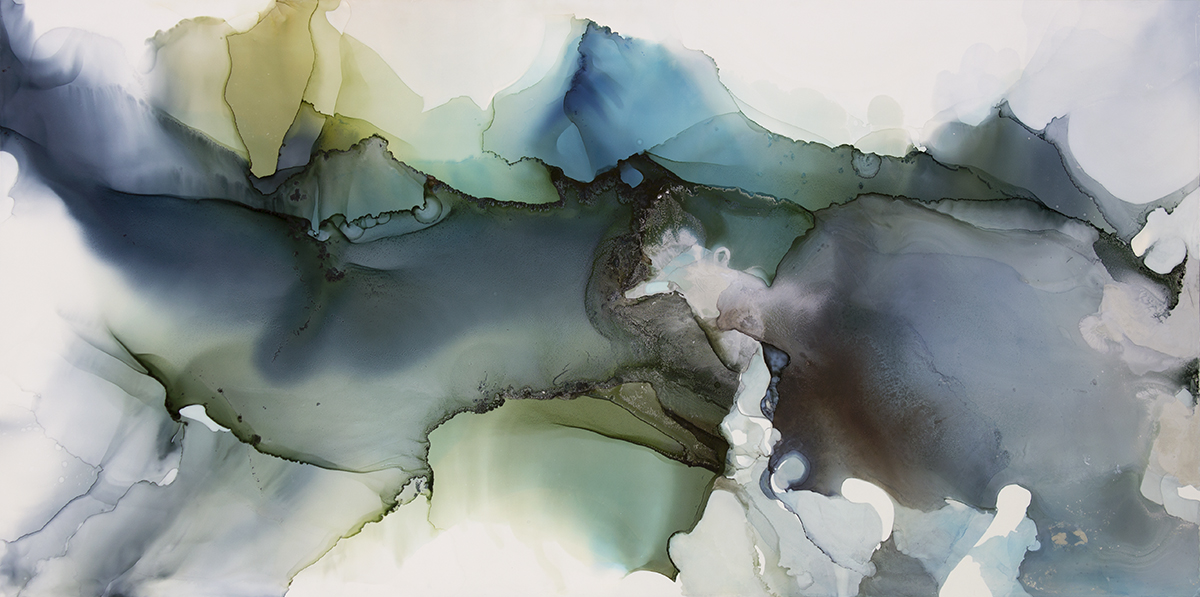 Time Lives Close to the Sea , ink and acrylic on Claybord, 35x70", 2016