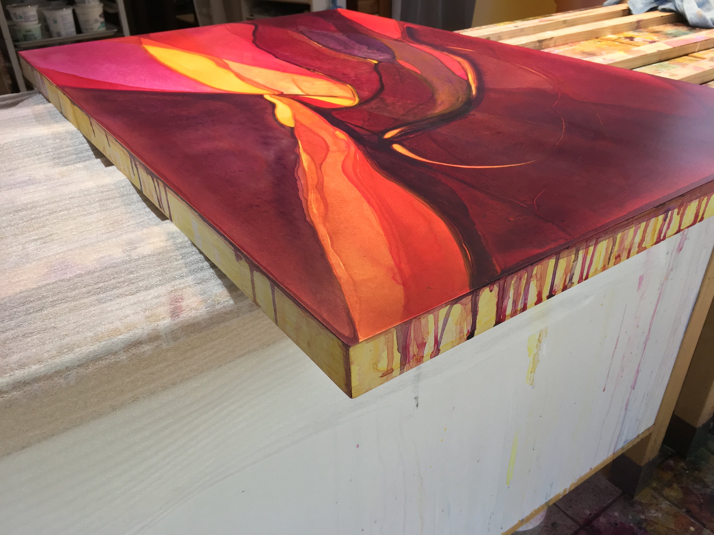 (Detail of Slow Burn) This last one did not come easy as you can see by the sides. I had to finish it in the dark in order to get the light just right.