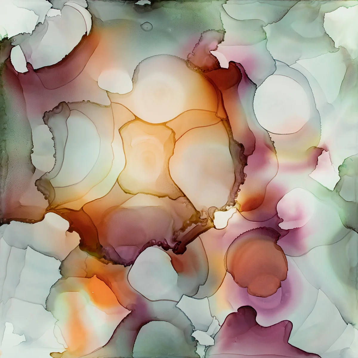 Study for Opus Ceiling Design, ink on Claybord, 12”x12”.