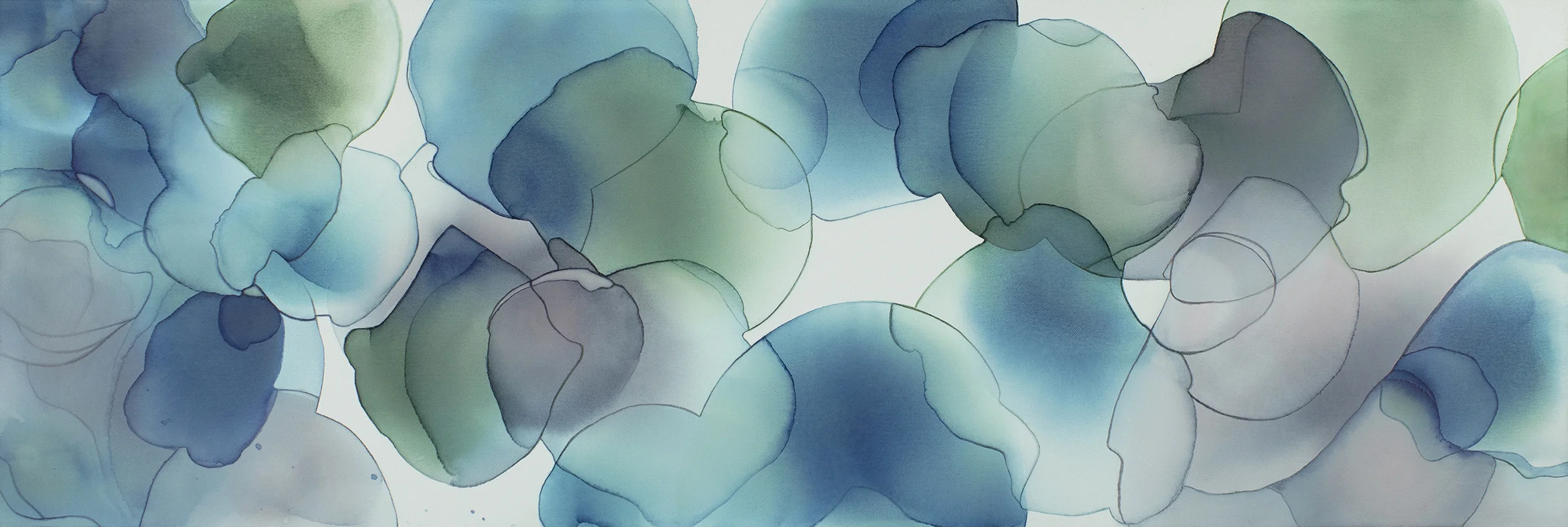 Study for Shizuku , ink and acrylic on canvas, 12”x36” original.