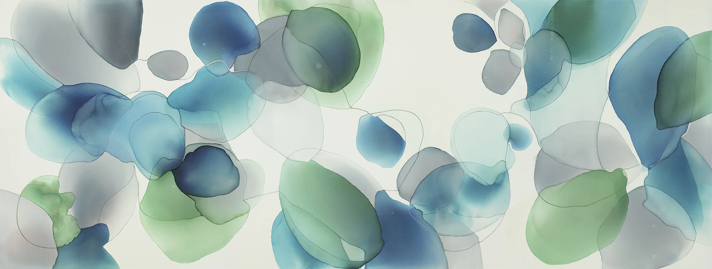 Shizuku , ink and acrylic on canvas, 1000mm x 2700mm original. (approx 39"x106")