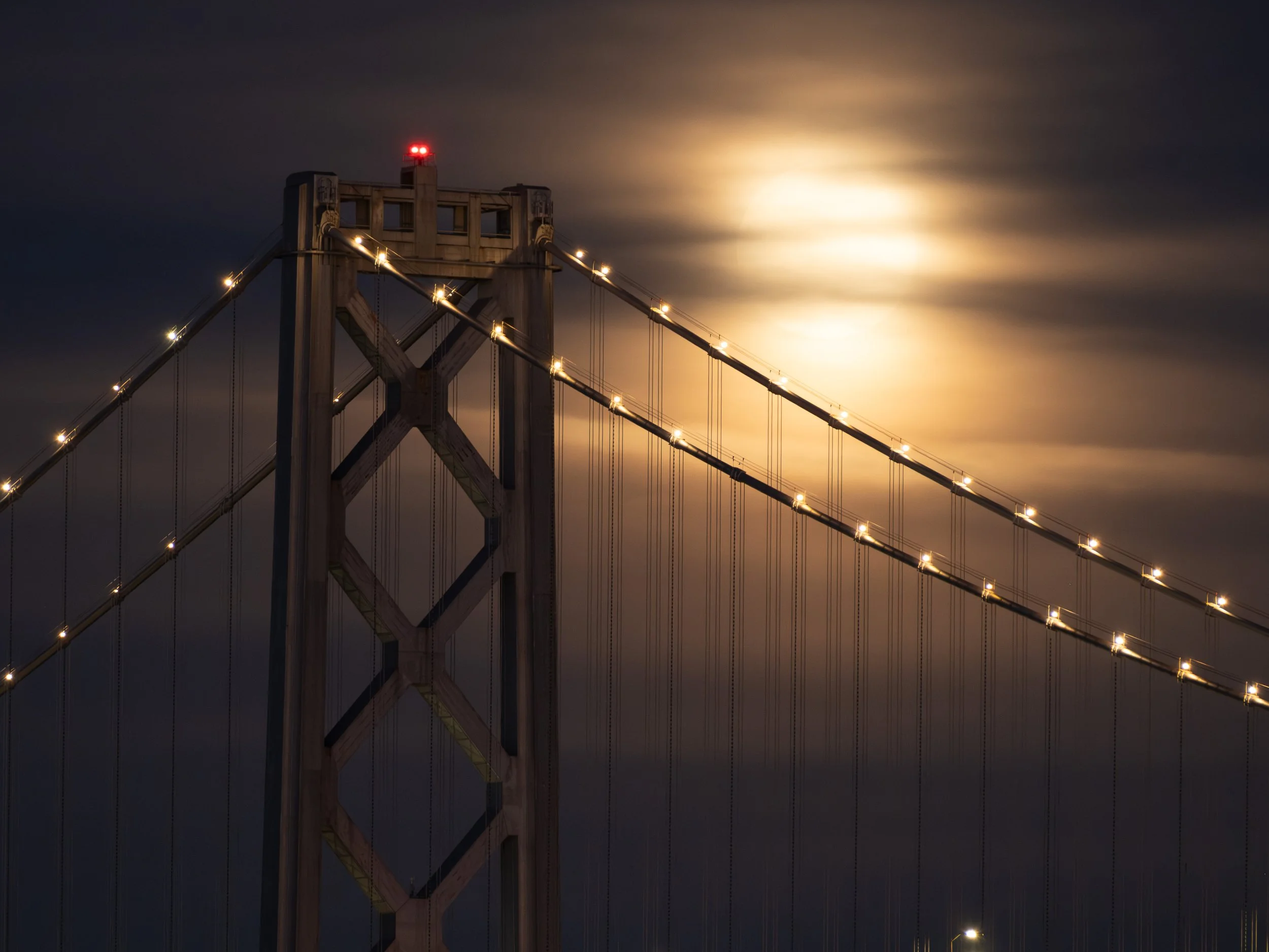 Full Moon behind San Francisco Bay Bridge