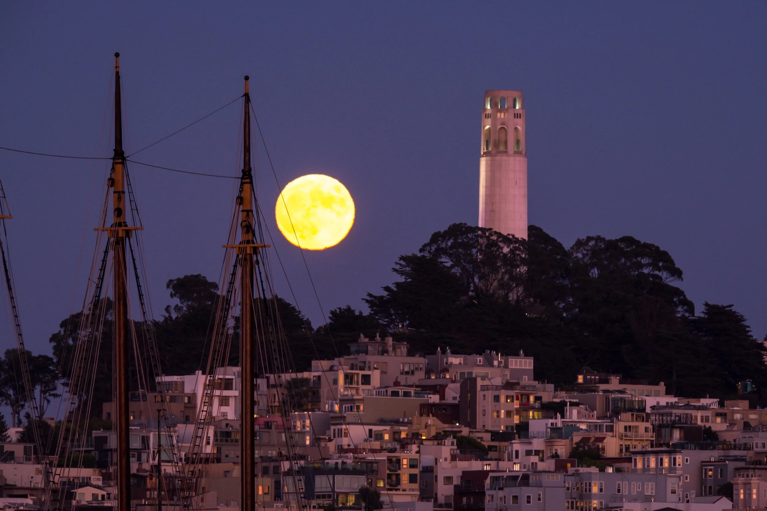 Full Moon Behind Coit Tower