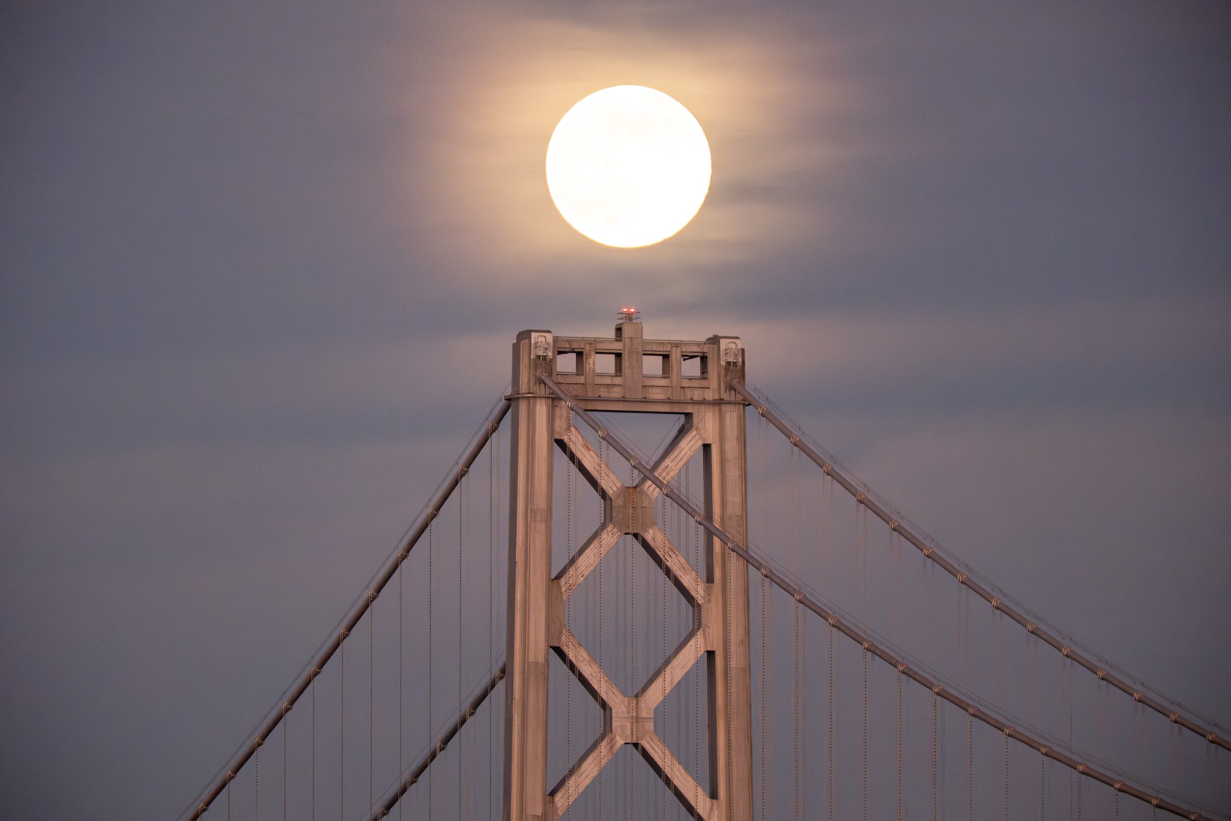 Full Moon over San Francisco Bay Bridge