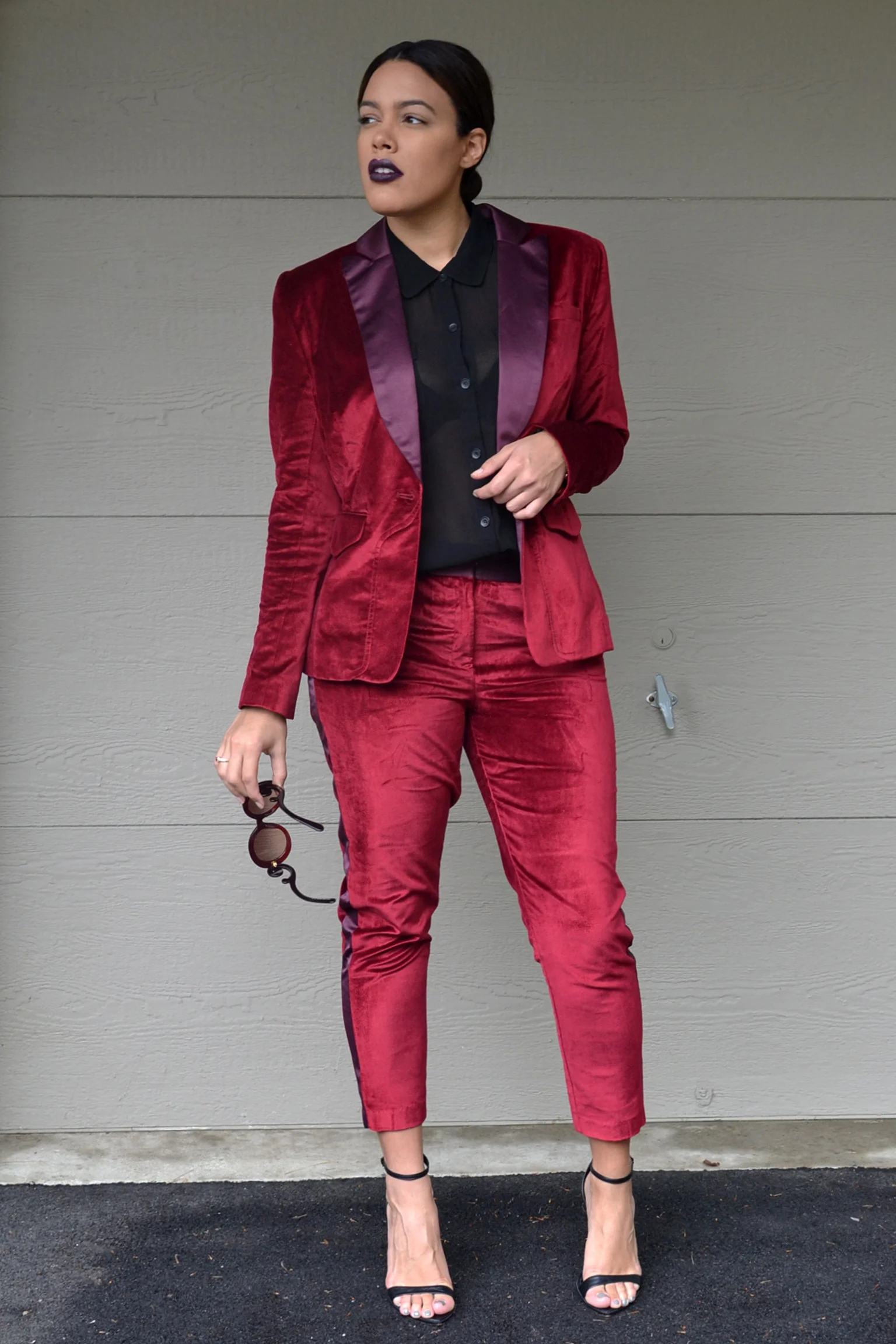 black velvet pants suit