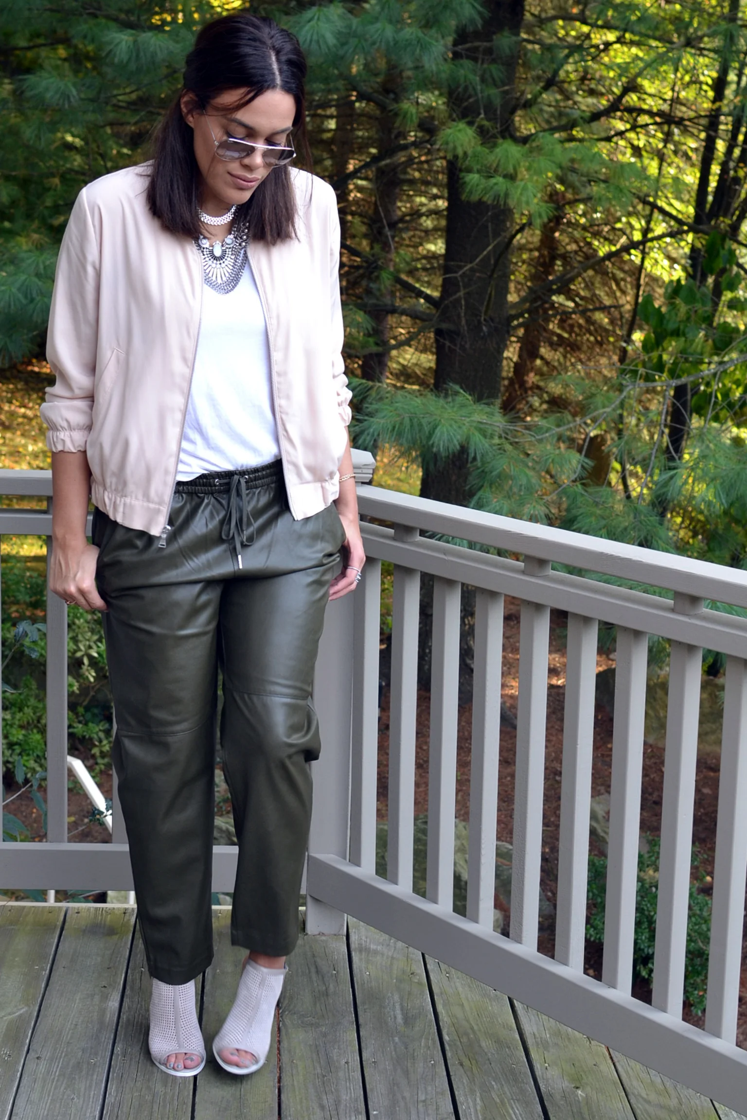 h&m leather joggers
