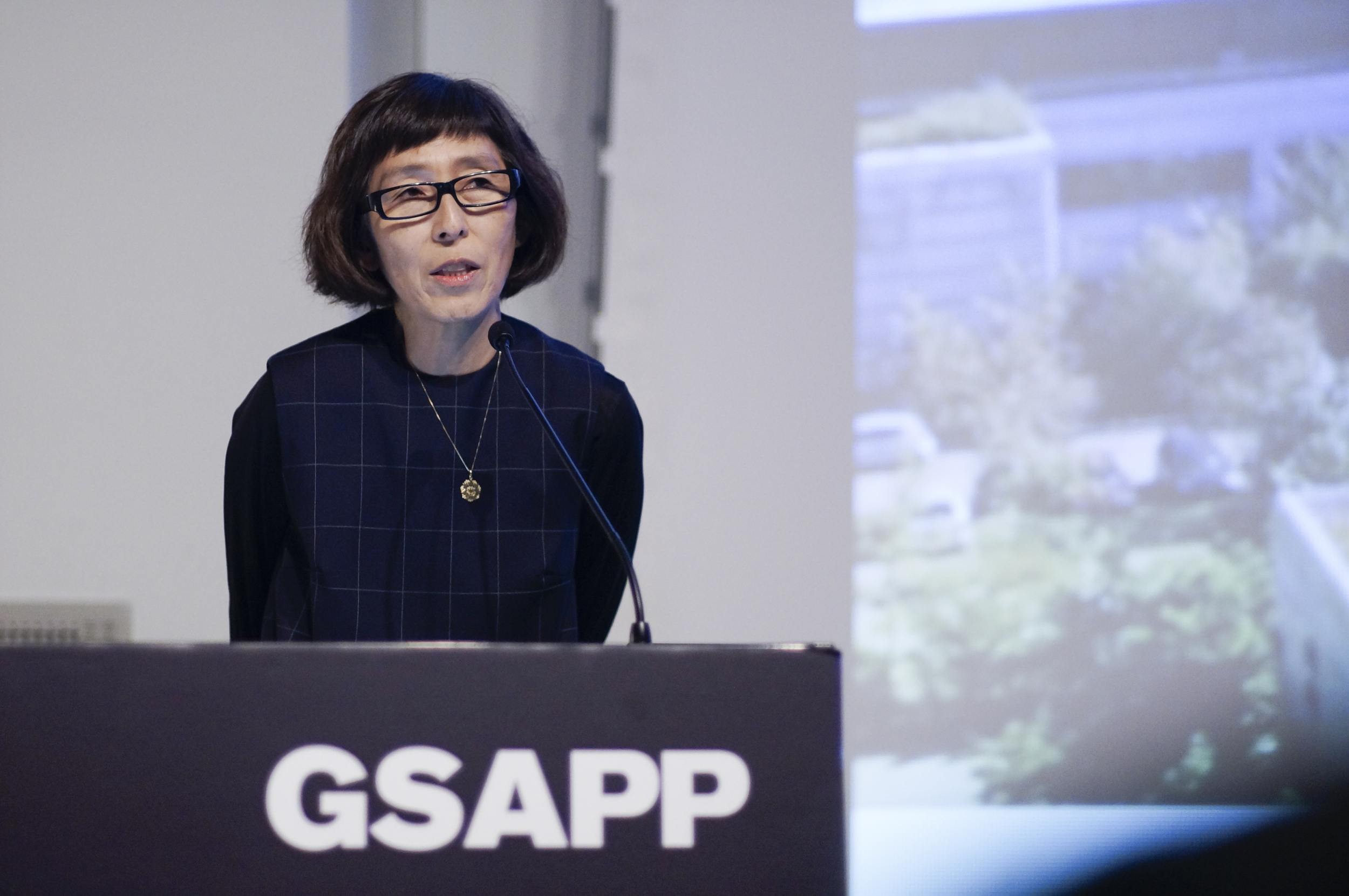  Kazuyo Sejima discusses the work of SANAA, September 17, 2014, Wood Auditorium, Columbia University.  