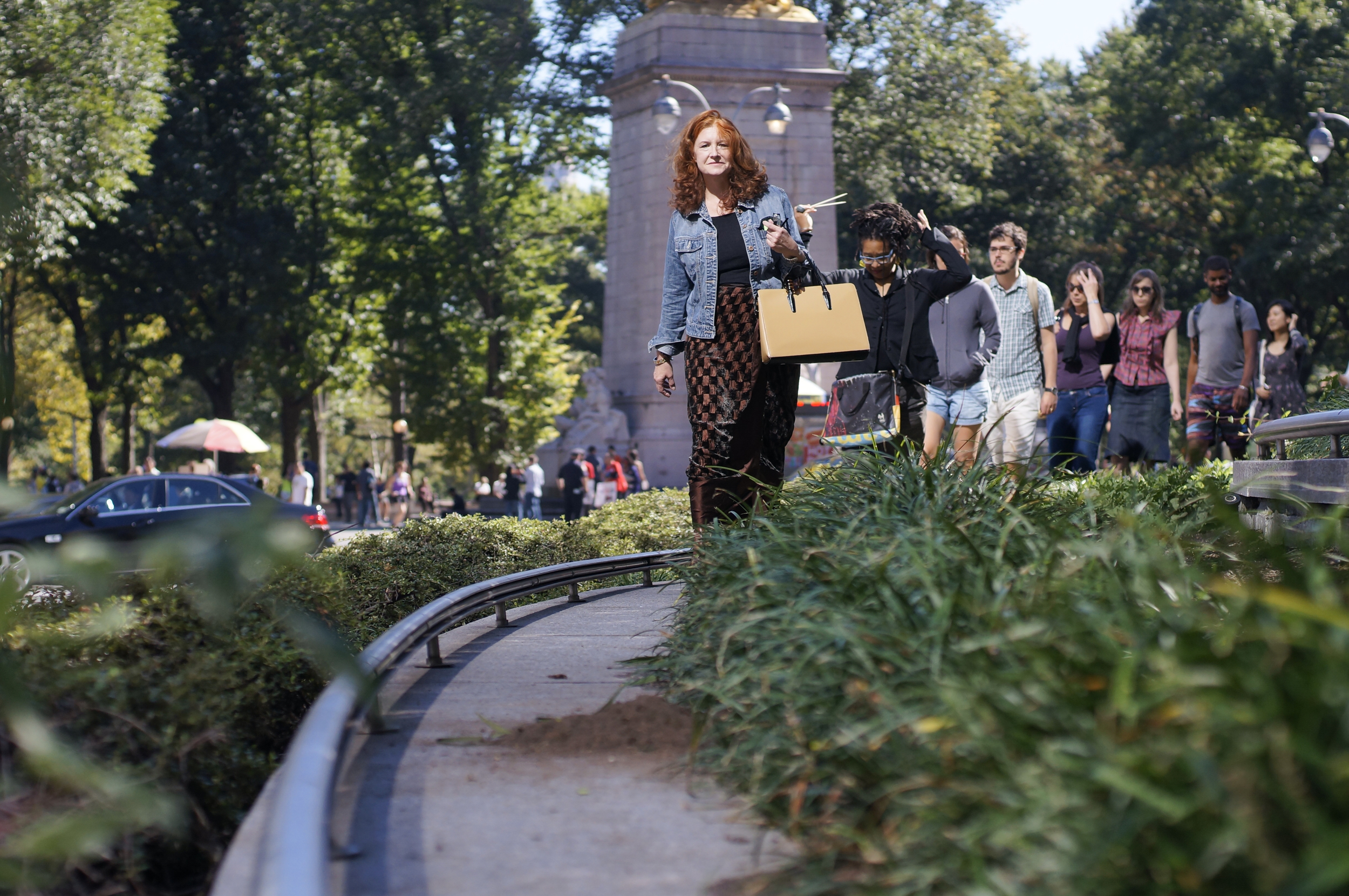  Karen Finley leads the participatory walk  Mandala: Reimagining Columbus Circle . Photo by Justin Liu.Photo by Justin Liu 