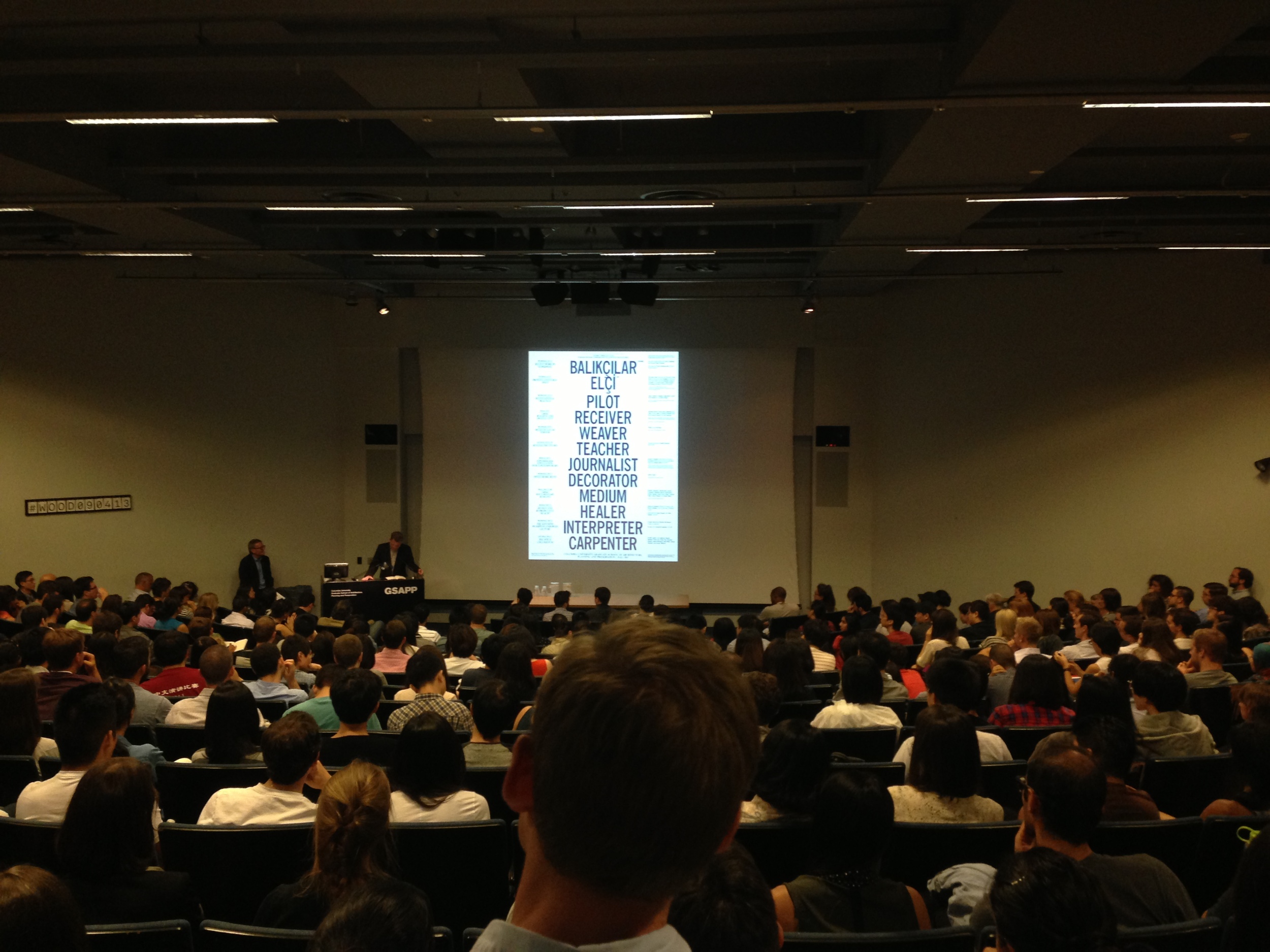  Dean Mark Wigley addresses Wood Auditorium, September 2013, Columbia University.  