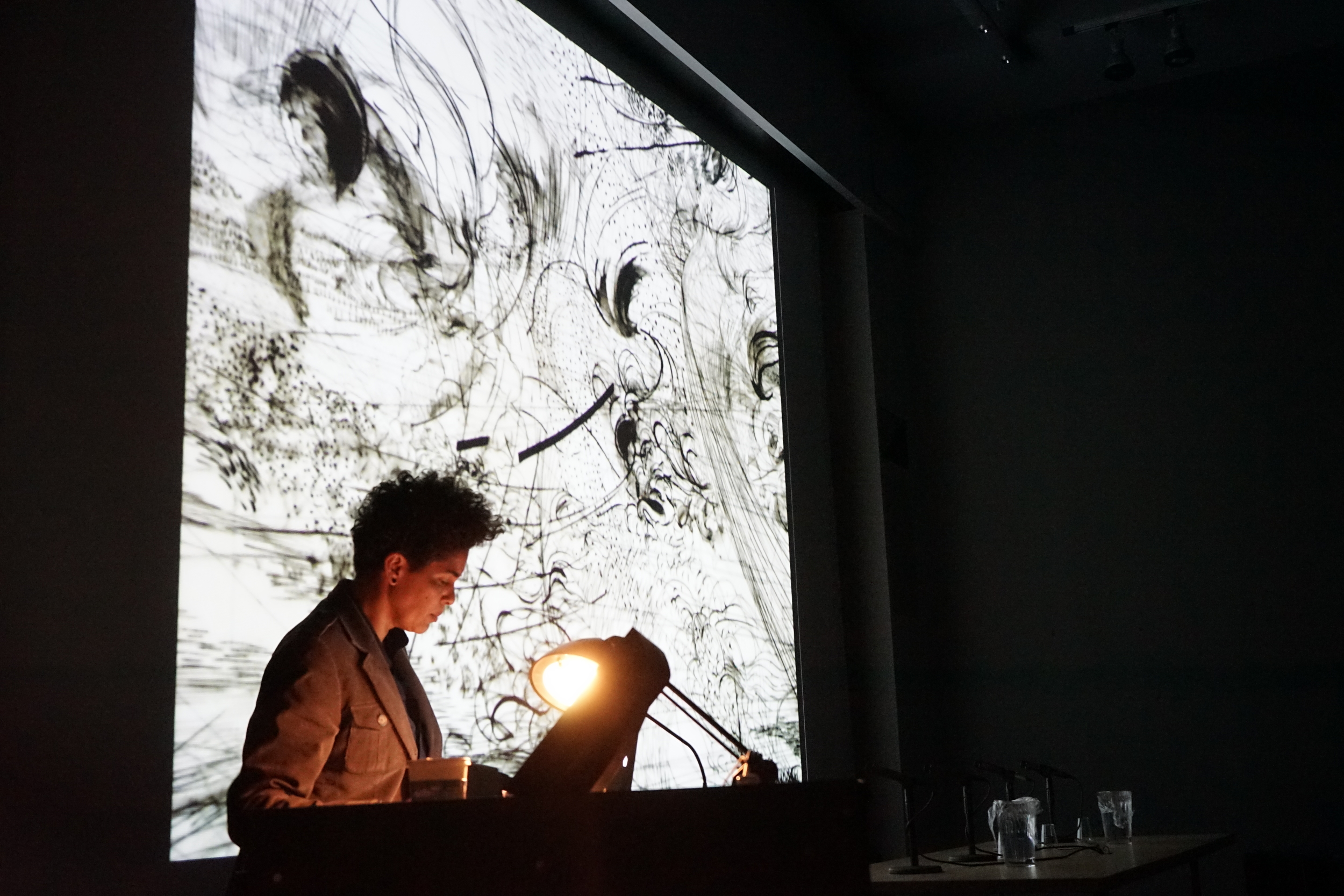  Julie Mehretu presents her work, April 8, 2014, Wood Auditorium, Columbia University. 