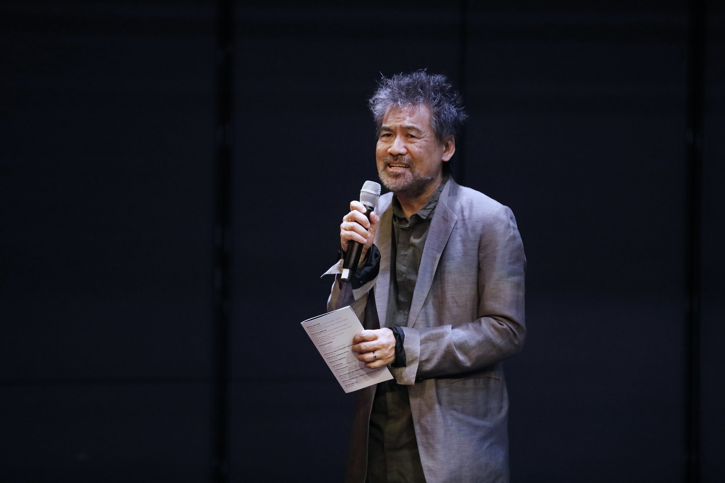  David Henry Hwang introduces the 2019 Columbia University School of the Arts International Play Reading Festival. Photo by Michael Divito.  