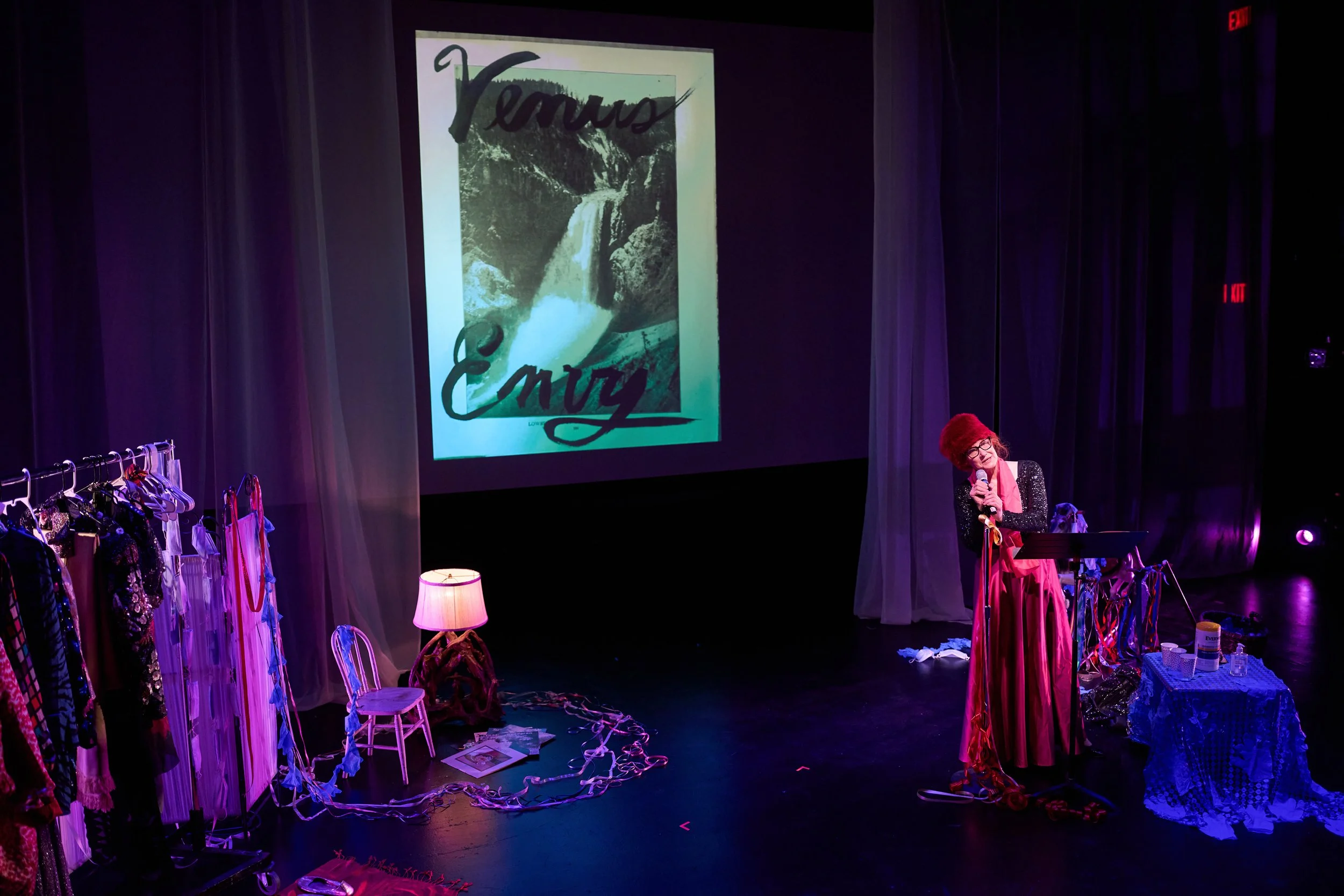  Karen Finley’s one-night only performance of  COVID Vortex Anxiety Opera Kitty Kaleidoscope Disco . February 27, 2025. Photo by Rob Davidson.  