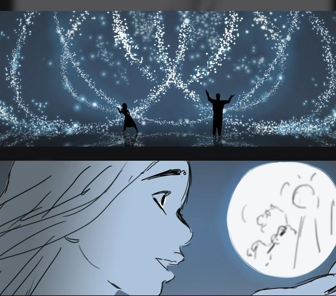 This is another scene I have a fondness for. I boarded this duet with @gervaismerryweather  and here are a few frames