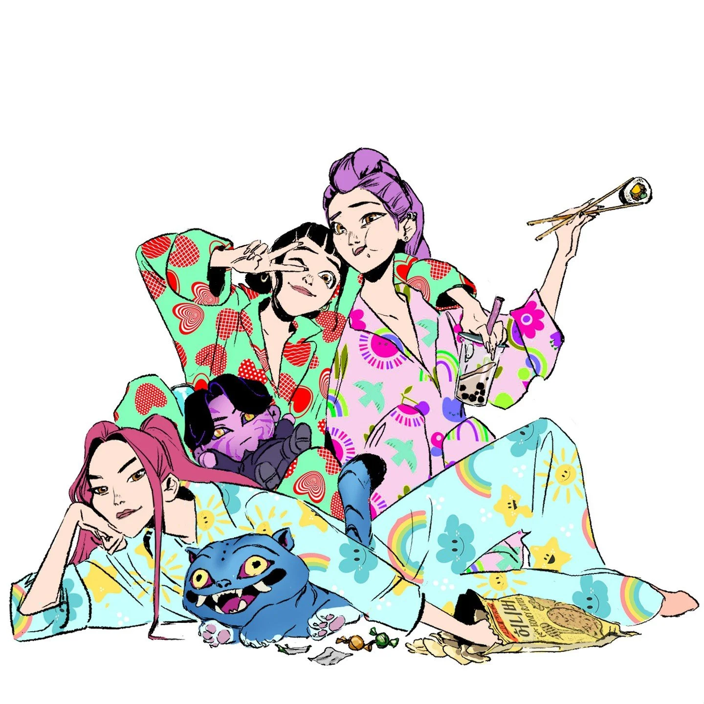 I'm obsessed with these ladies 😭❤️ this is me manifesting that they got their well deserved vacation 🙏 #kpopdemonhunters #huntrix #miacalderone