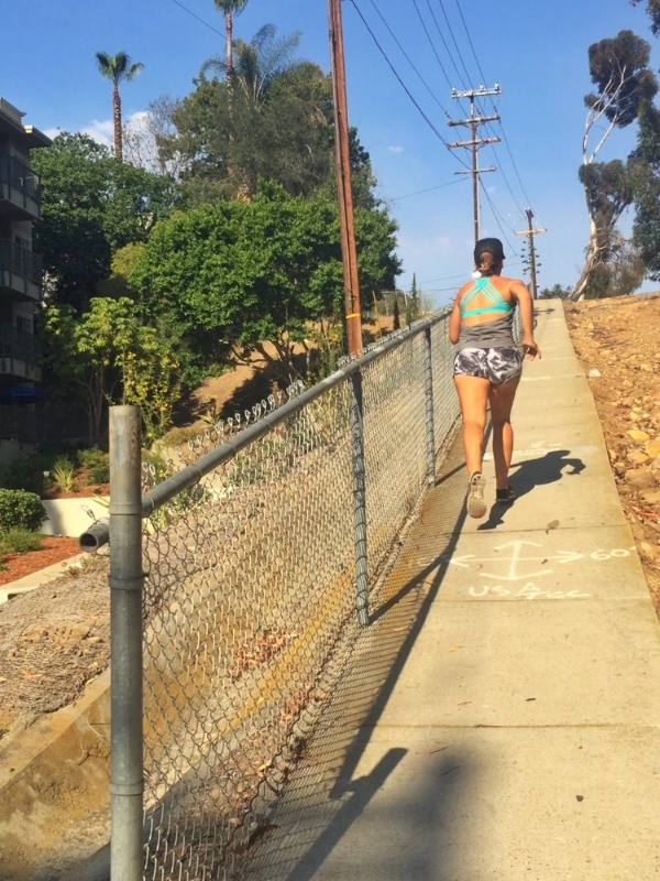 Running up the Upas St. pedestrian ramp