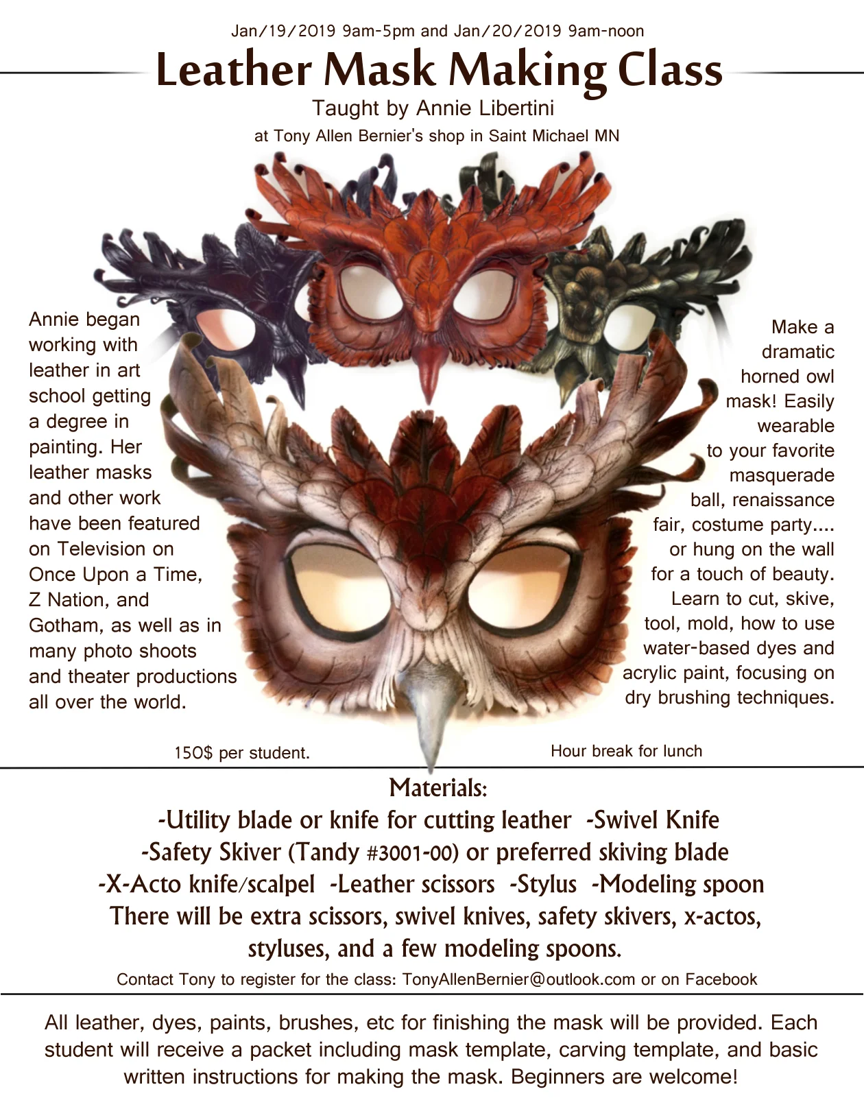 Horned Owl Mask Class