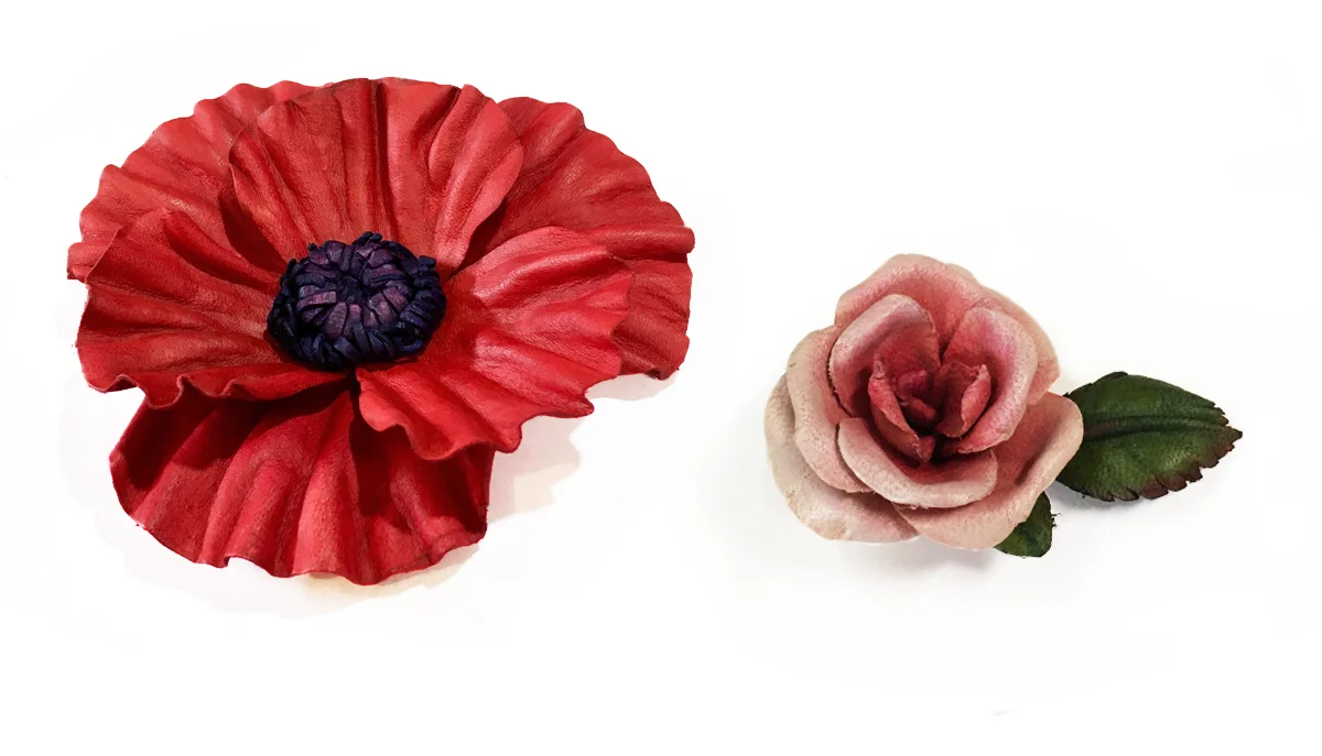 Leather Flowers - Rose and Poppy