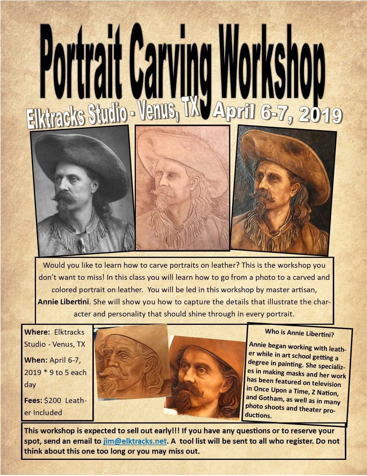 Portrait Carving Workshop at Elktracks Studio