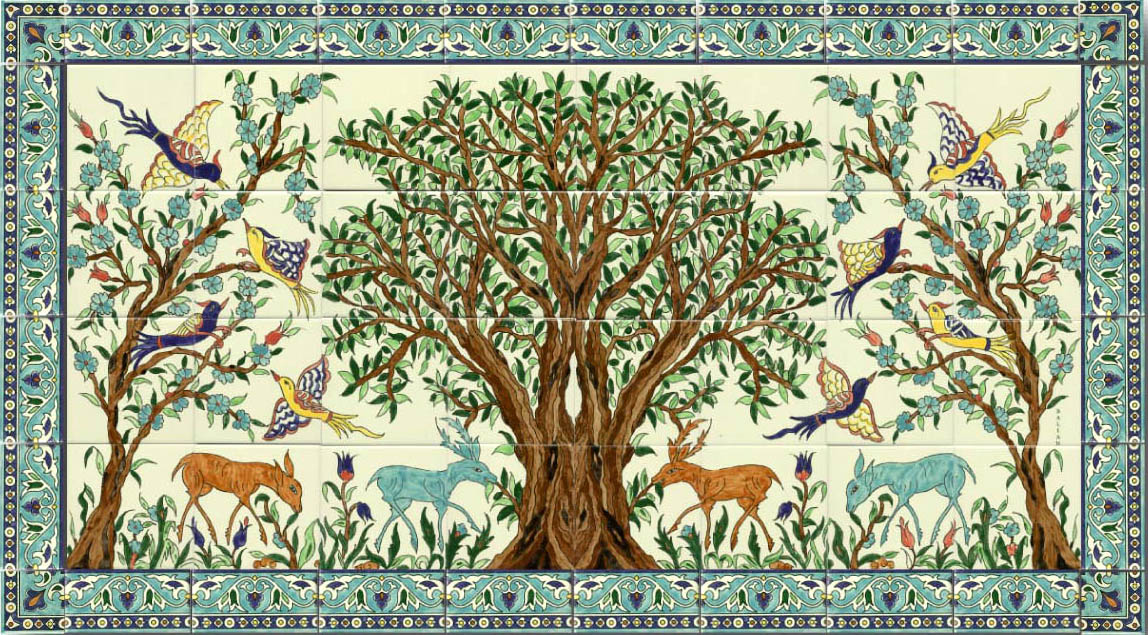 It's real life for Jews and Palestinians in the Mideast and Diaspora, to share a certain symbolic life. A mosaic of tiles with an olive tree in an obviously bio-dynamic garden. So when do we plant Eden?