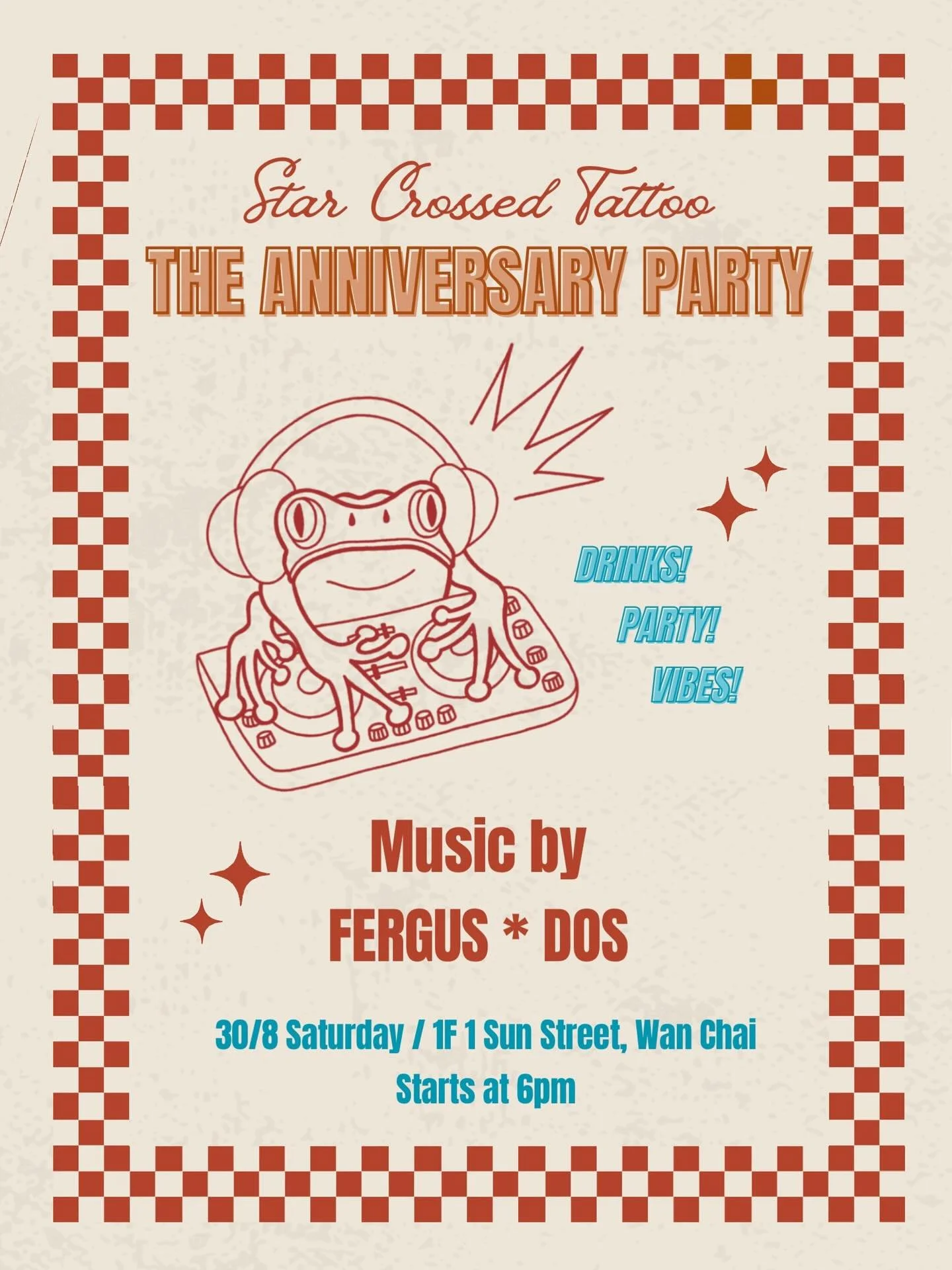 If you see this, you&rsquo;re invited! 💥 Join us at the shop for a night of celebrating another year of tattoos! Drinks, vibes and music by our friends FERGUS @dj.fergus and DOS @twoinspanish 💥💥💥 bring yourselves and all your friends 🥳🥳🥳 30/8 