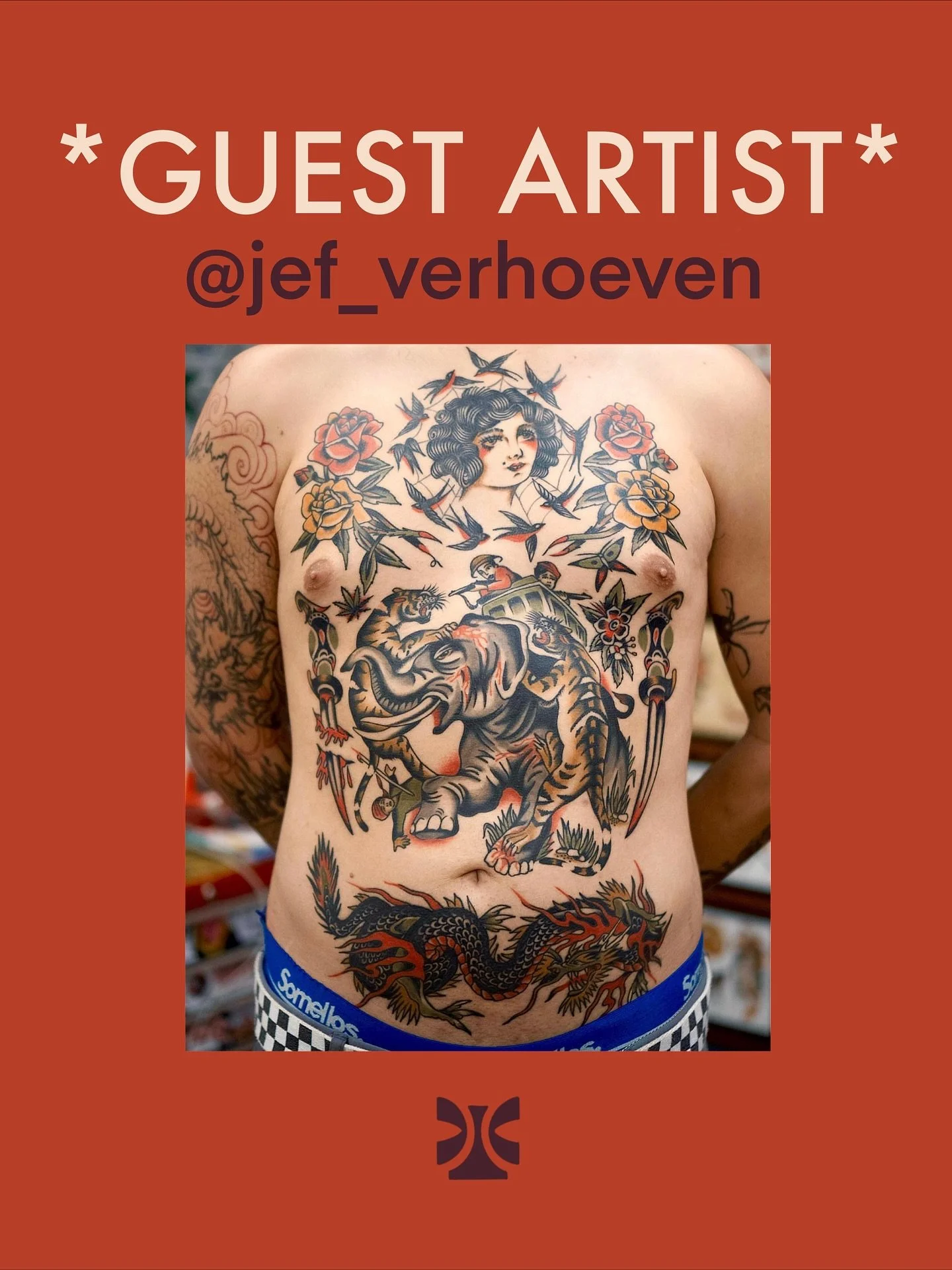 We are excited to welcome @jef_verhoeven to Star Crossed 🌟 We are delighted to give him a space to tattoo his beautiful and bold style. He will be joining us in October for a few days so be sure to DM him as soon as possible for an appointment ✨