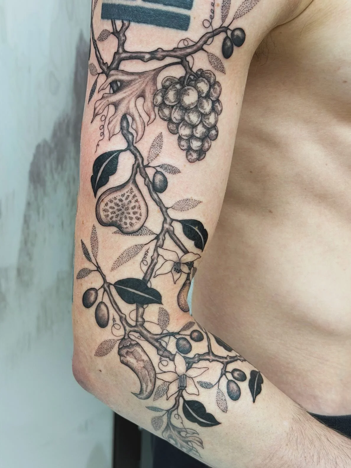 Book in with @yahelkfirtattoos 🍇🫒🌶️🌿 limited space left this January. DM for more info