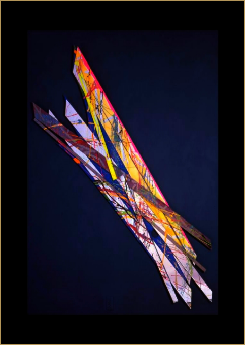 . Hollywood and Vine . 1981. Acrylic, Oil, Lacquer, Glitter On Silver And Bronze Mirror And Bronze Glass. 106" On Diagonal.